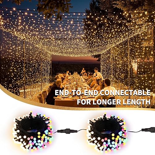 Miniatura 3 de Brizled - Cadena de luces de 66 pies con 200 LED que cambian de color, luces de Navidad blancas cálidas y de colores, luces de bayas regulables,
