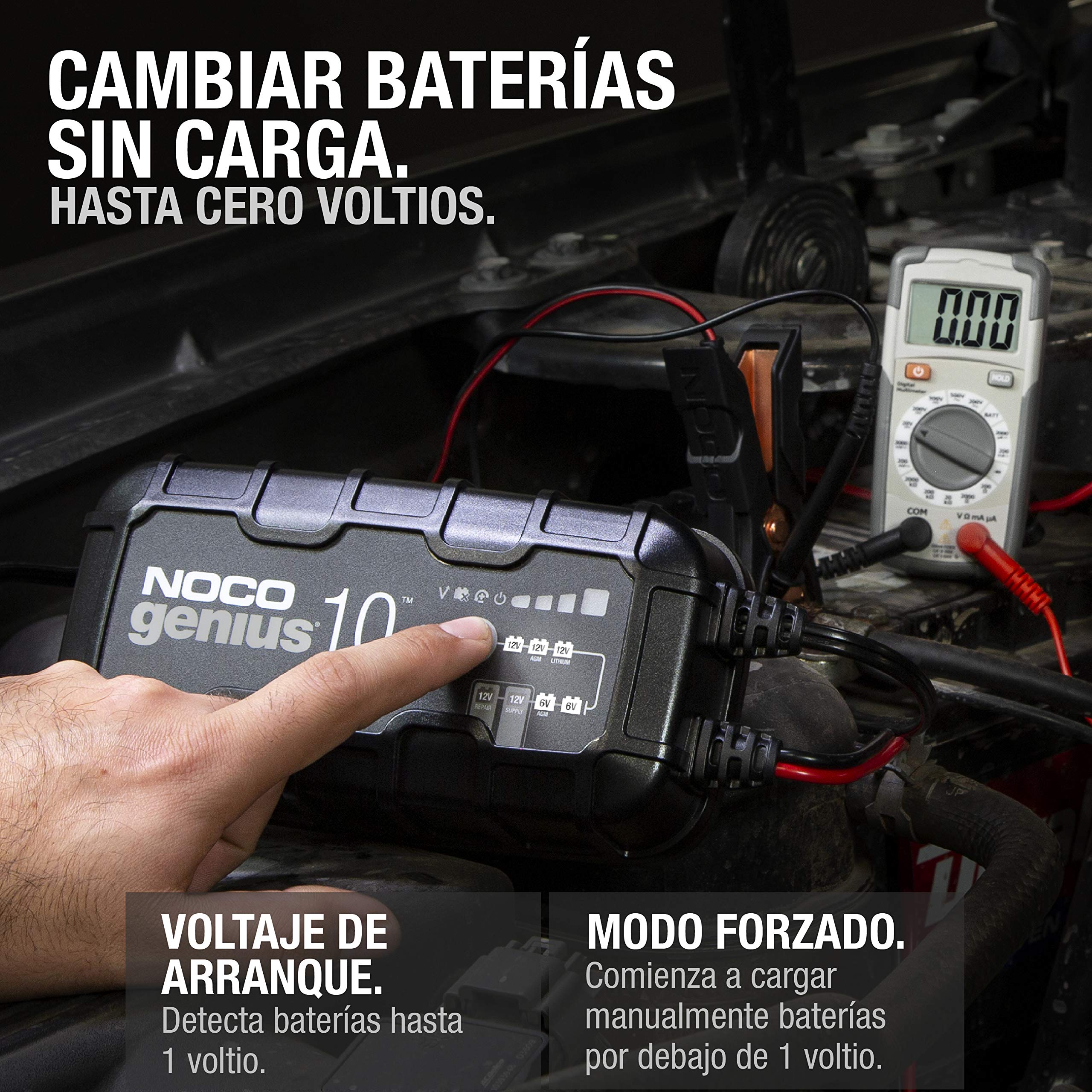 NOCO GENIUS10: Cargador Inteligente de baterías 10A 6V/12V – Mantenedor automático y desulfatador – Protección contra sobrecarga y compensación térmica – para baterías de Plomo y Litio