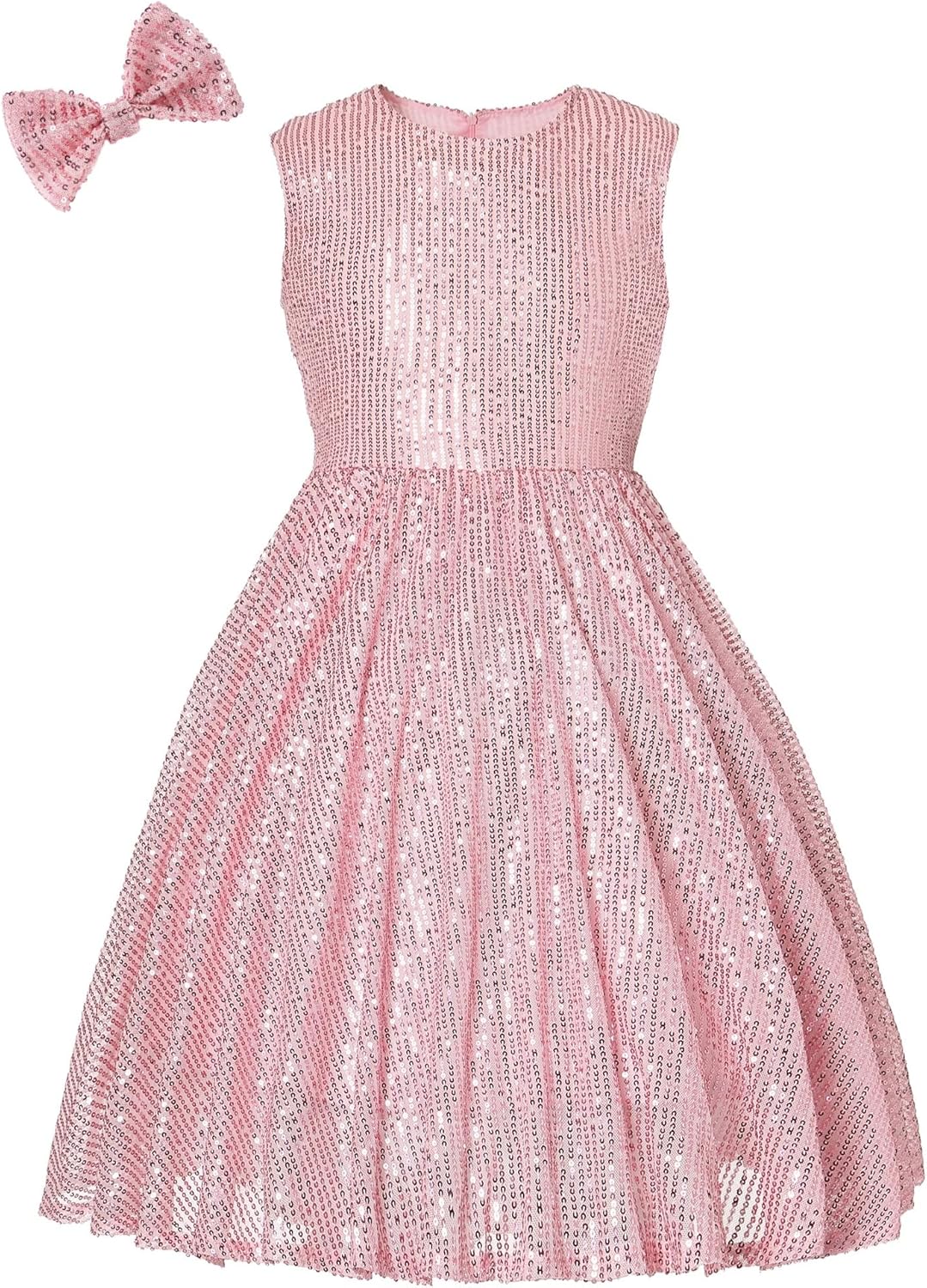 EXARUS Girls Sparkly Sparkle Dress Sleeveless Sequin Party Special Occasion Formal Sequence Dress
