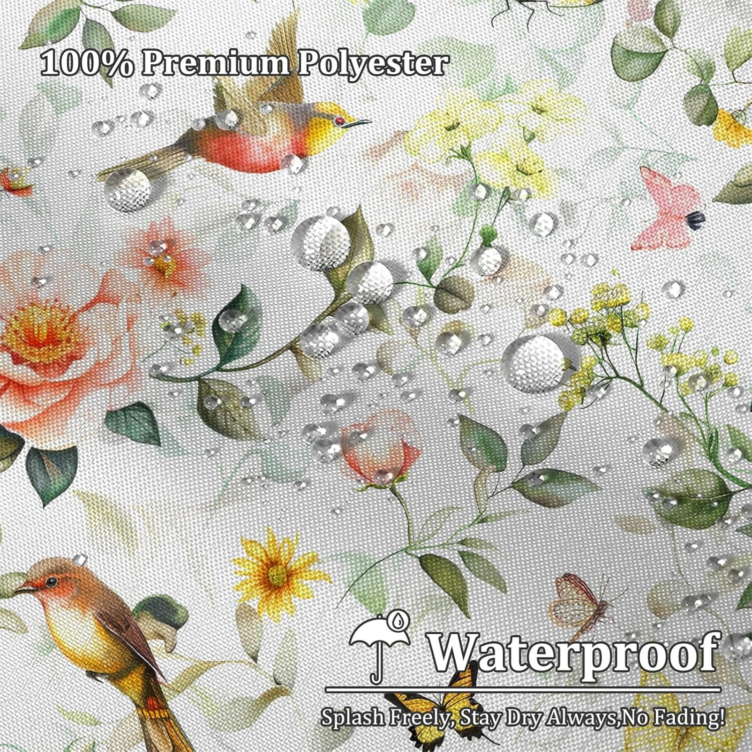 Renaiss 72 x 78 Inch Spring Hummingbird Shower Curtain for Bathroom Floral Bird Shower Curtains Flower Butterfly Shower Curtain Home Bathtub Decor with 12 Hooks Washable Durable Polyester Fabric