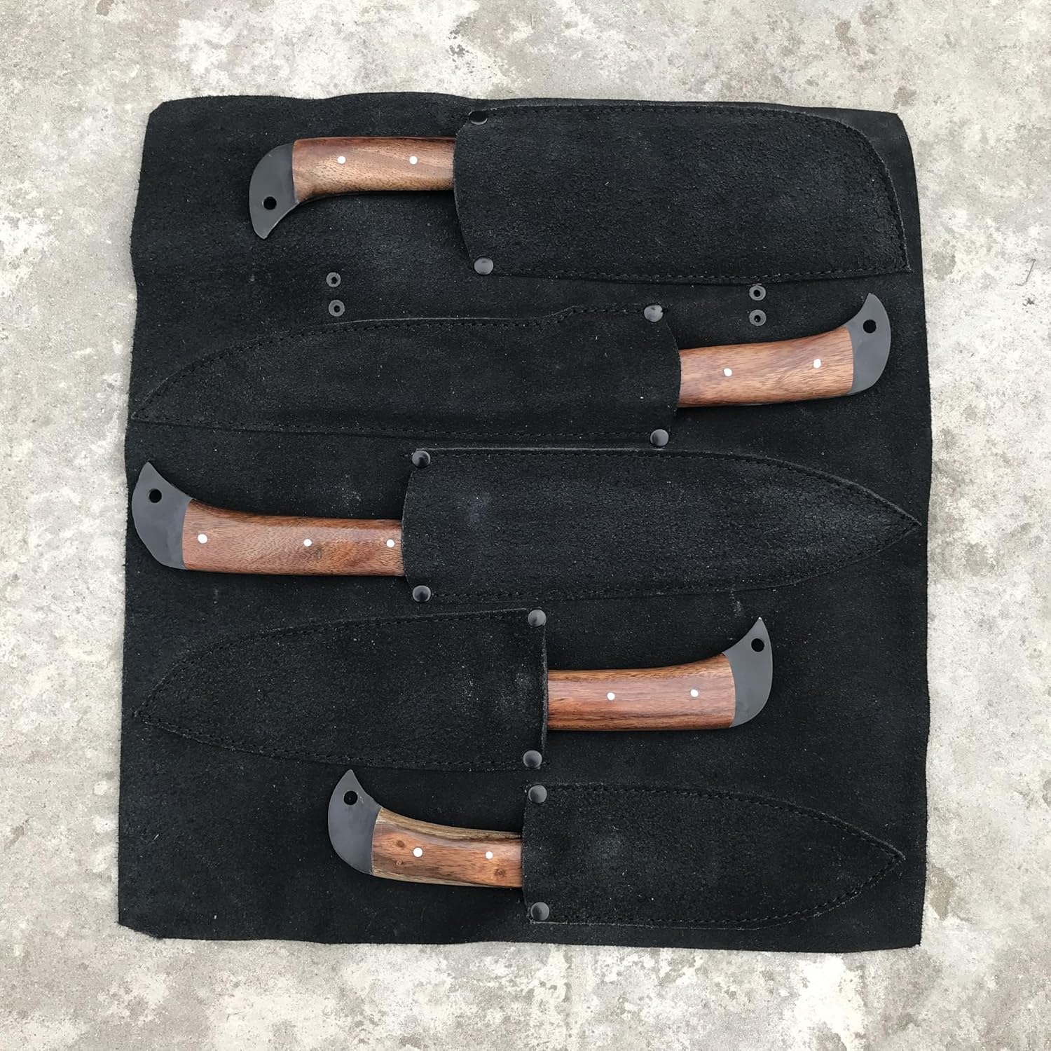 Viking Handmade Damascus Steel Chef Knife Set - 5pcs With Sheath - Kitchen Gadgets - Men's Valentine's Day Gift