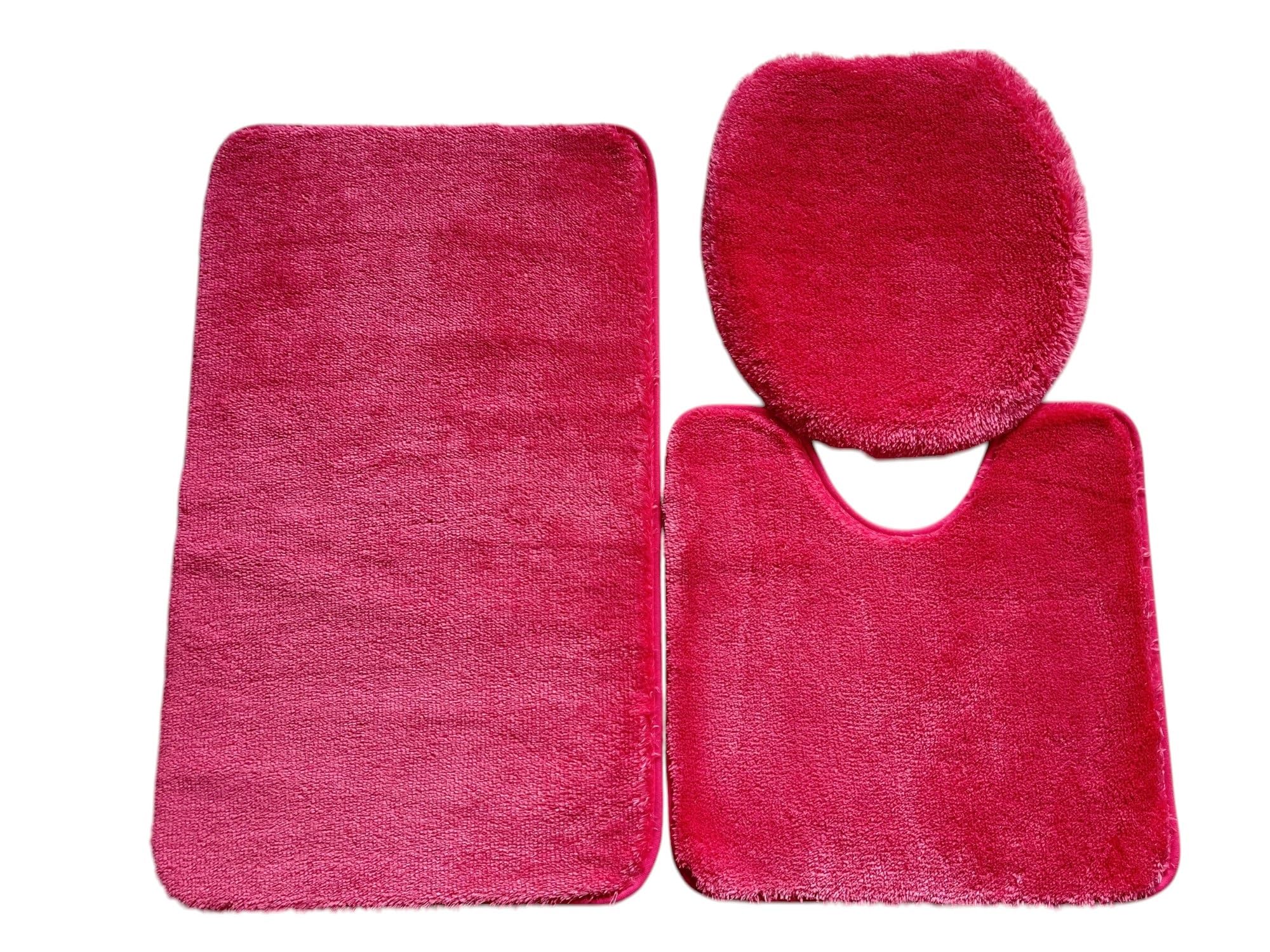 Daniel's Bath & Beyond 3 Piece Solid Luxury Bath Mat, Hot Pink, (3PC Solid Luxury)