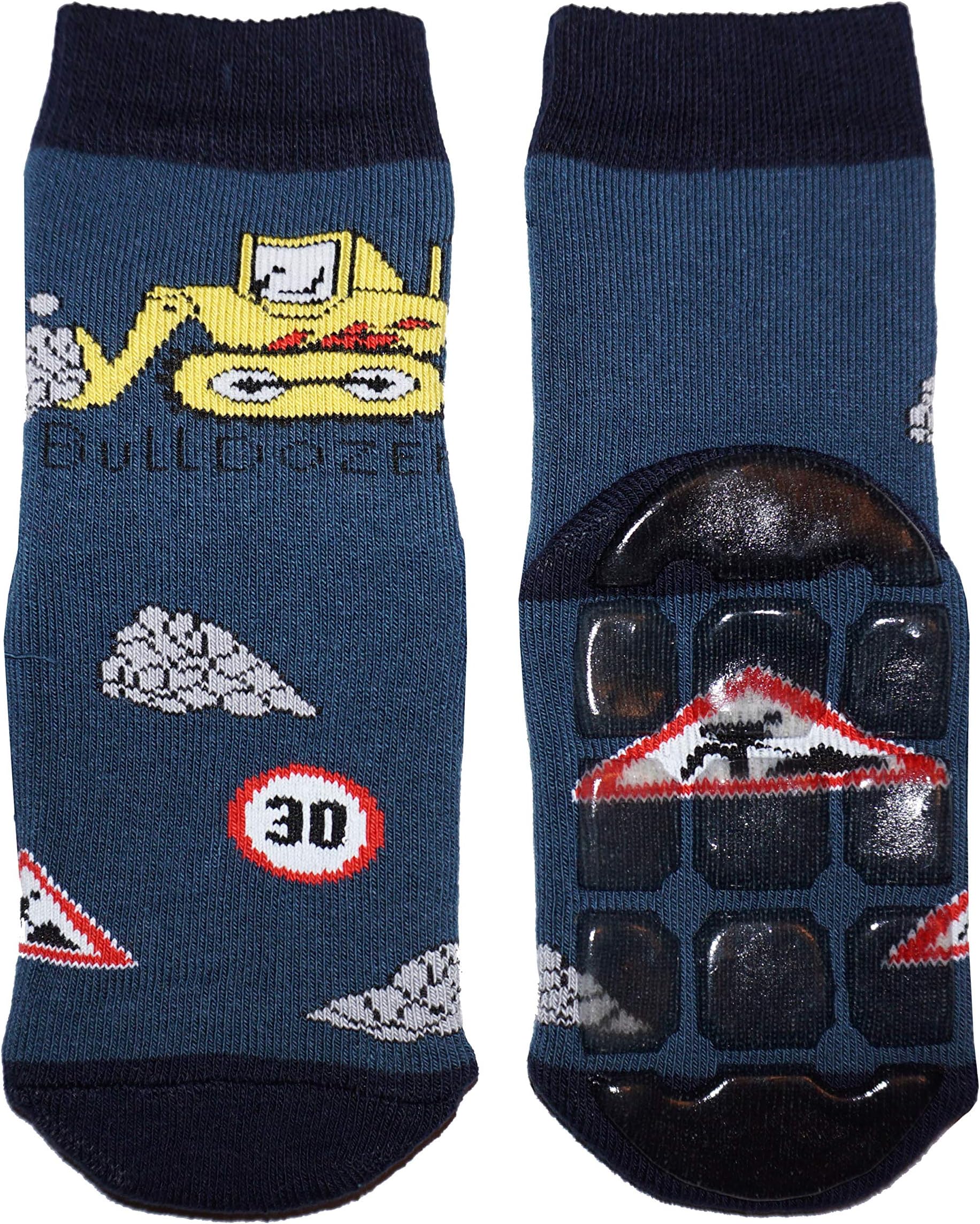 Weri Spezials Boys Terry ABS Bulldozer Slippers Anti Non Slip Socks Jeans