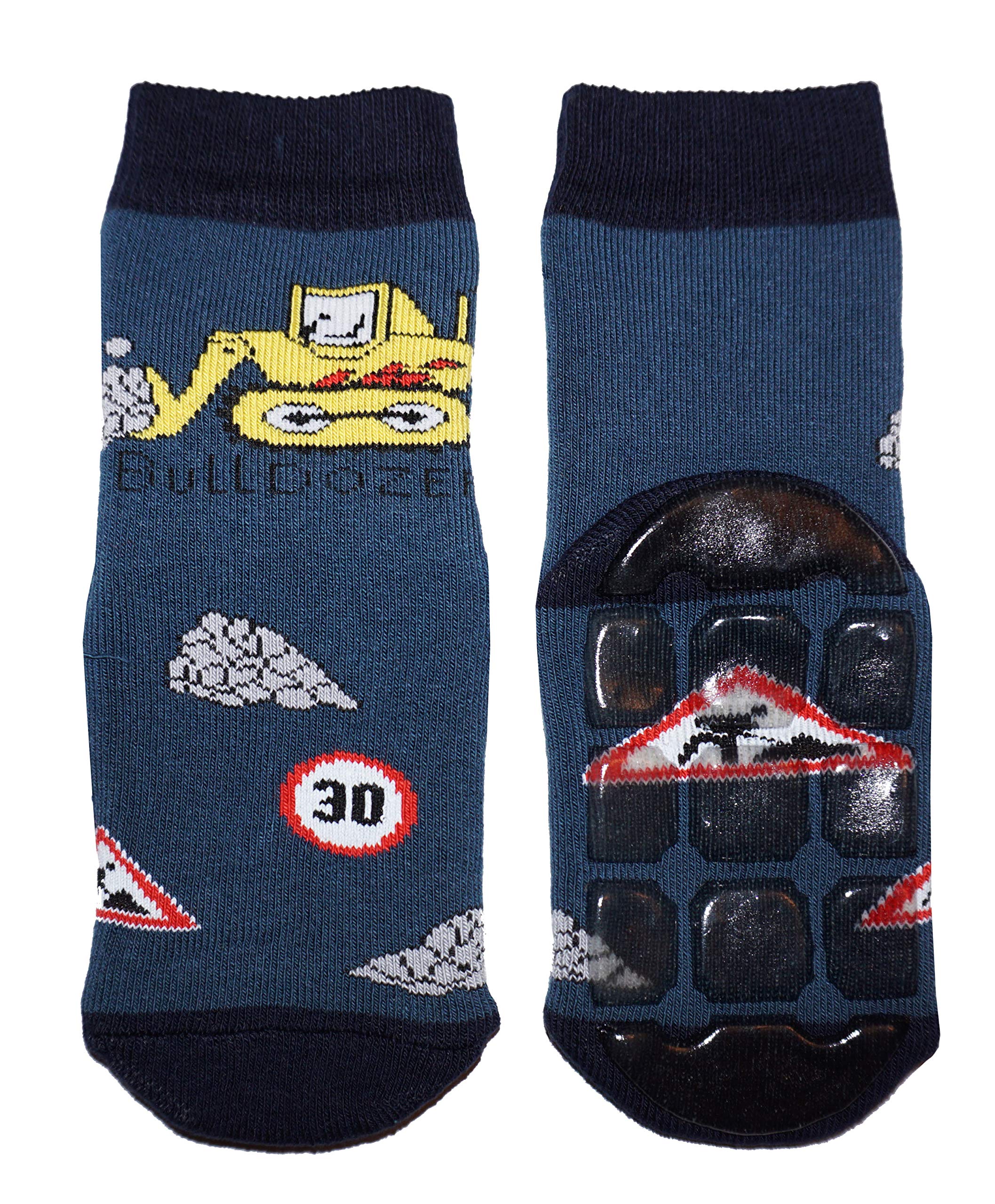 Weri Spezials Boys Terry ABS Bulldozer Slippers Anti Non Slip Socks Jeans