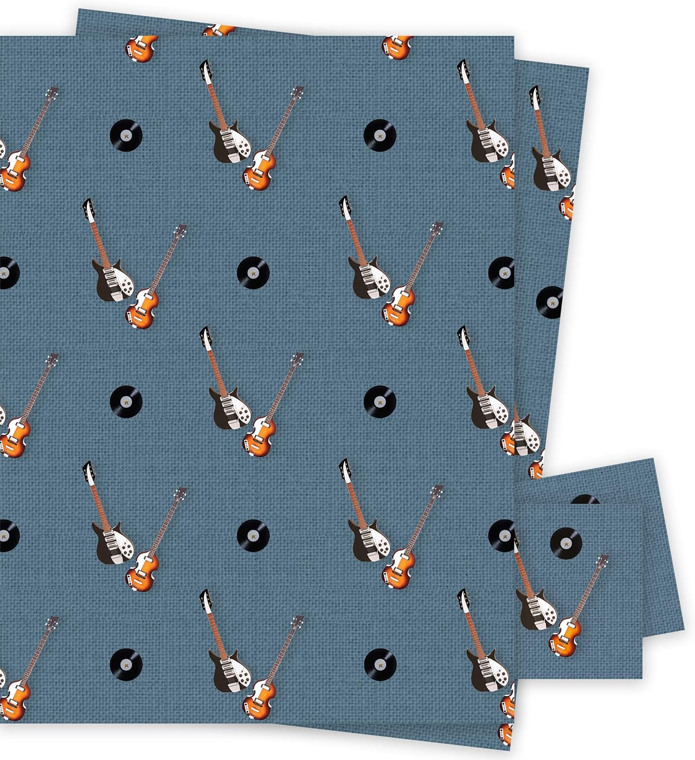 Music Vinyl Records Guitars Gift Wrapping Paper 2 Sheets of Giftwrap