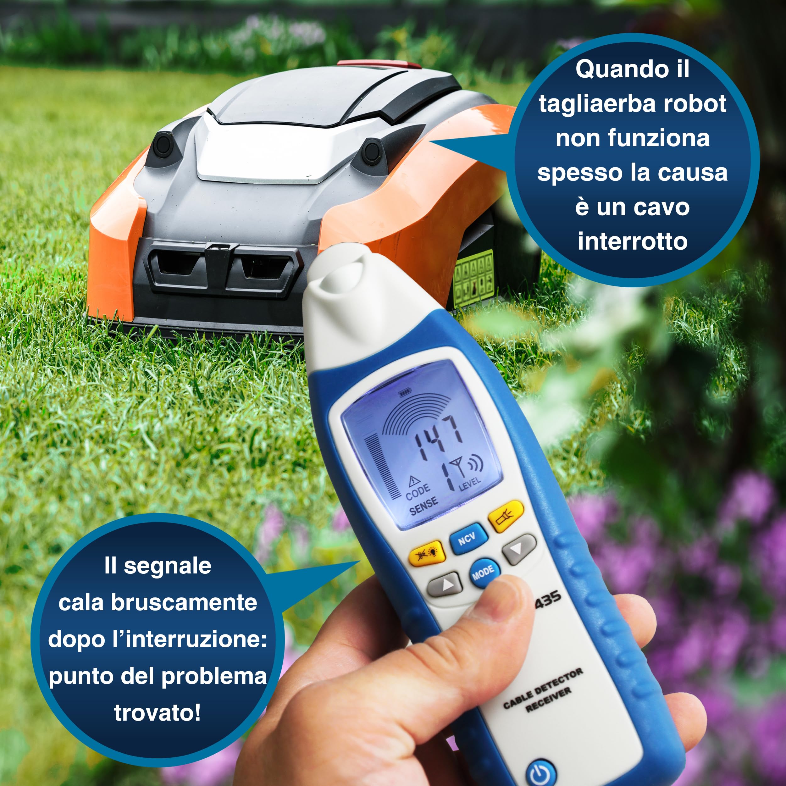 PeakTech 3435 – Rilevatore di cavi con trasmettitore e ricevitore, Voltmetro, Rileva cortocircuiti, fusibili, tubi, inclusi pareti, soffitti e pavimenti - Fino a 2 m di distanza
