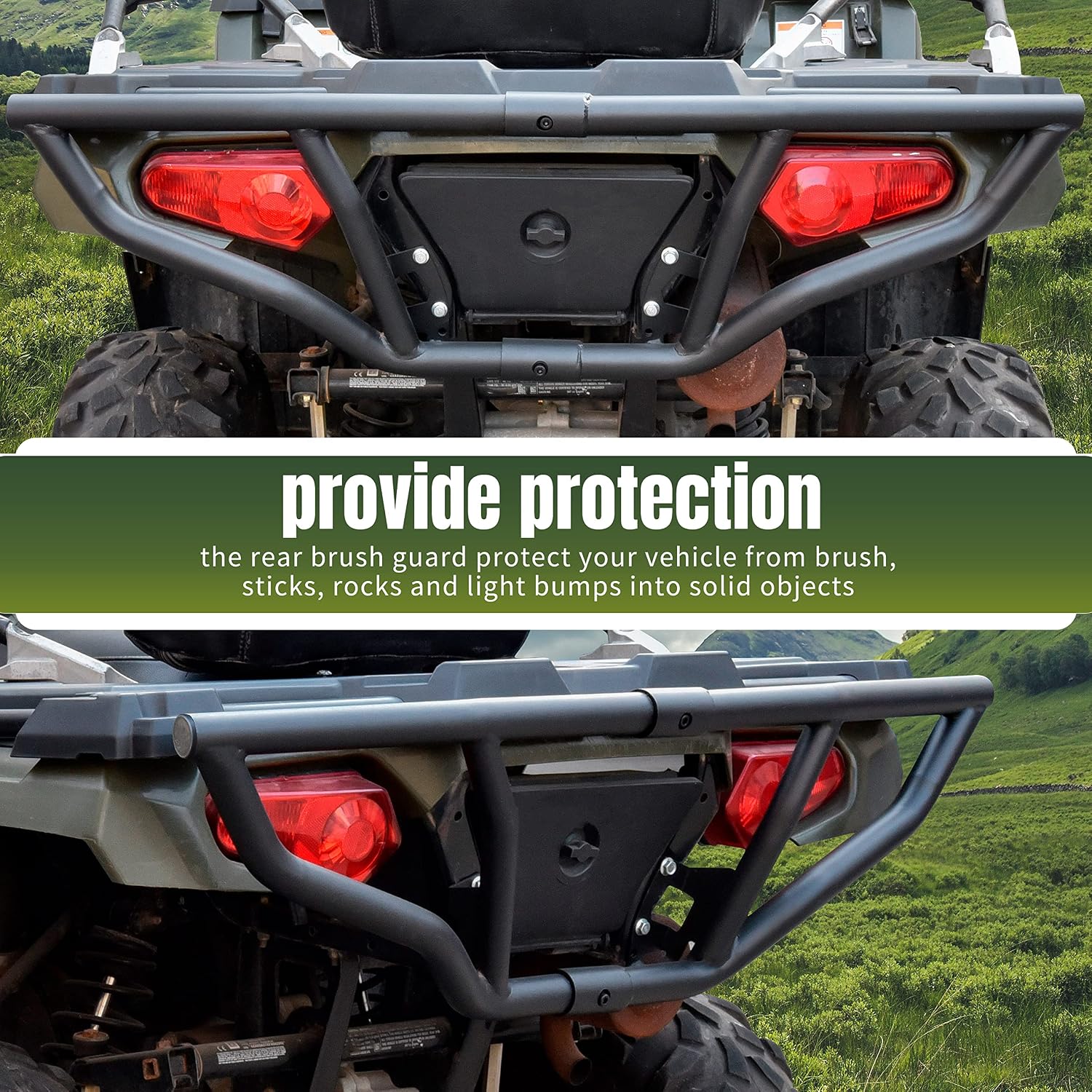 Front & Rear Brush Guard Bumper for Polaris Sportsman 450 570 Touring 2014-2020 Accessories, Heavy Duty Steel Bumper Protector with Black Powder Coating, Replaces OEM 2879714 2879715