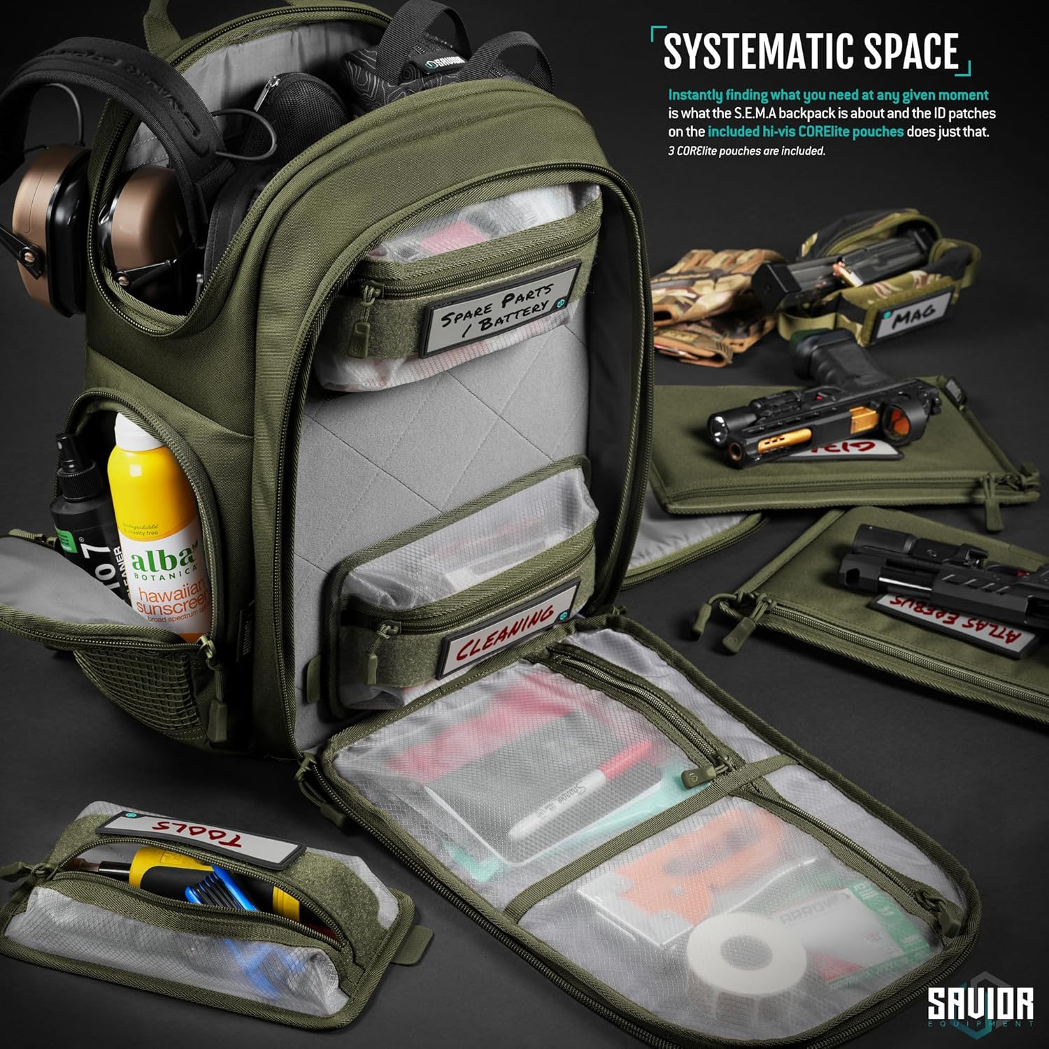 Savior Equipment SEMA Compact Tactical Range Pistol Backpack w/ 3 Gun Rug Sleeve