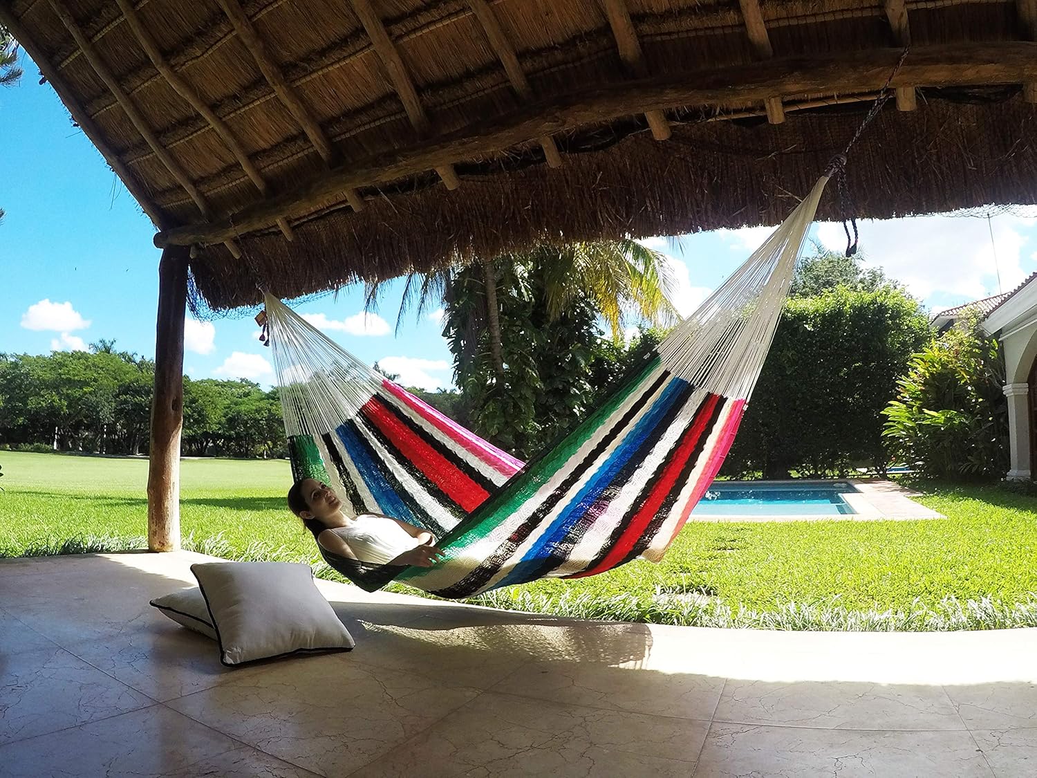 Traditional Mayan Hammock -Sarape Hammock (Small) - Thick Nylon Thread