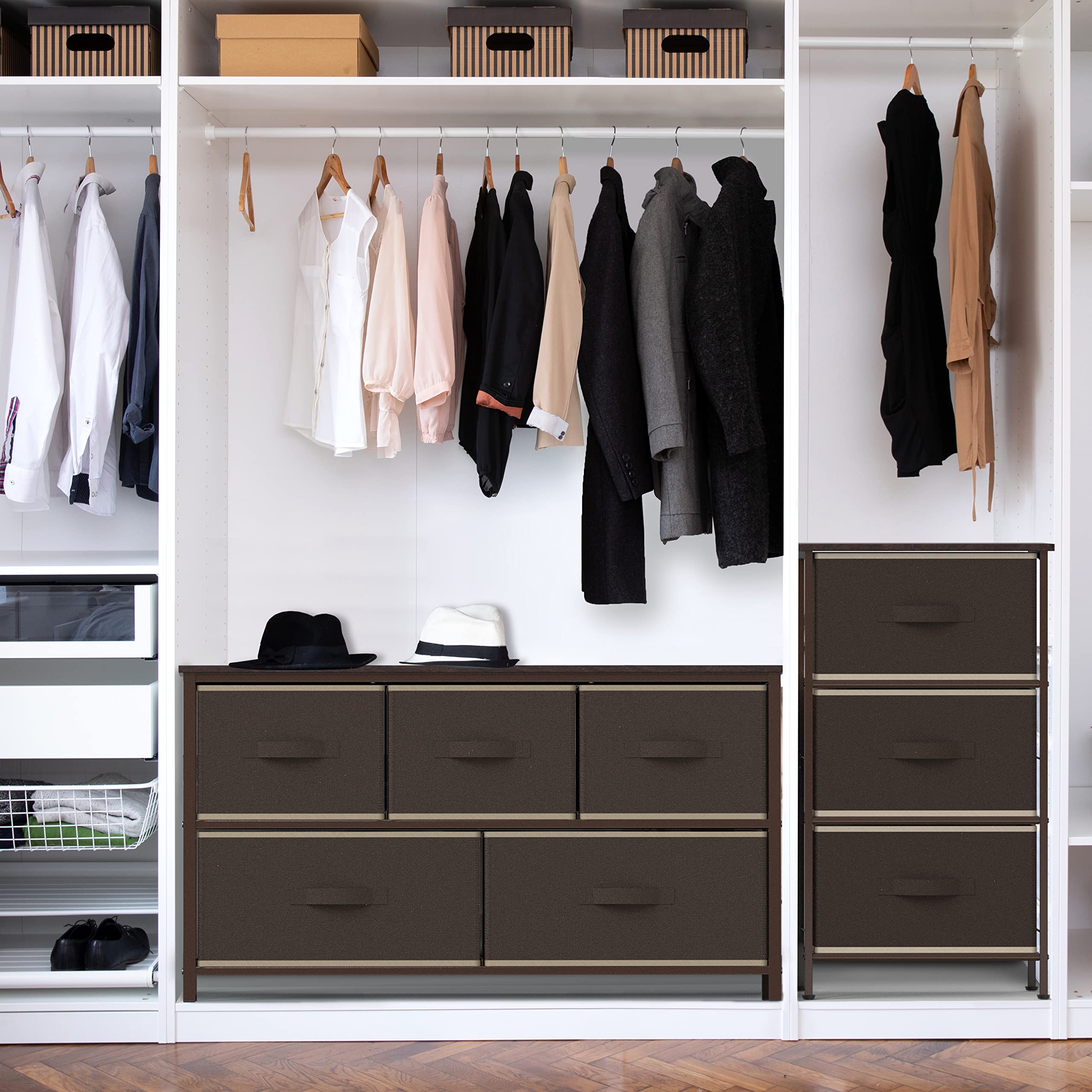 short wide dresser for closet SinCiDo Dresser for Bedroom,5 Drawer Bedroom Dresser,White Dresser Organizer Storage Closet Storage Chest Storage Trunk, Farmhouse Wood Rustic Storage