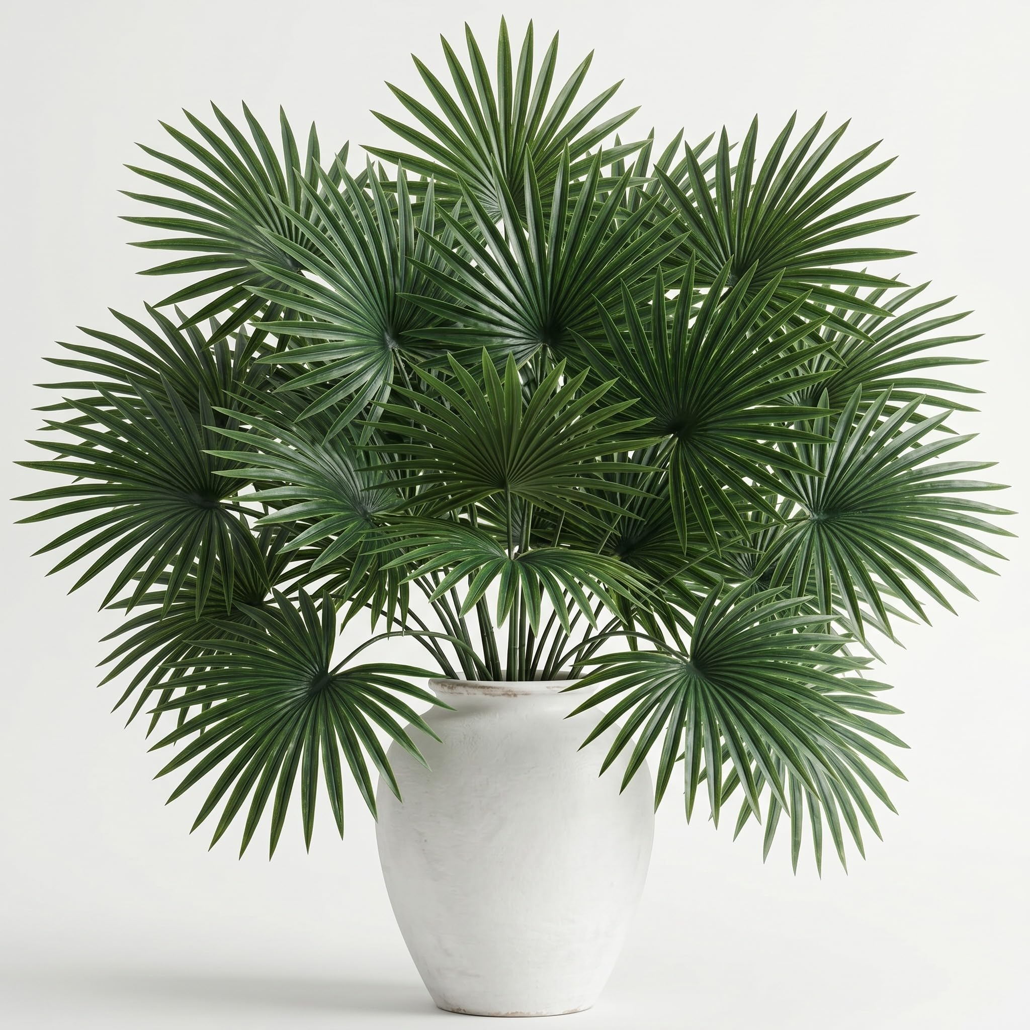 Photo 1 of Riceshoot Artificial Palm Leaves 15.75 Inches Faux Tropical Fronds with Faux Stems for Floral Arrangement Fake Greenery Plant Safari Leaves for Hawaiian Jungle Wedding Party Decoration Church