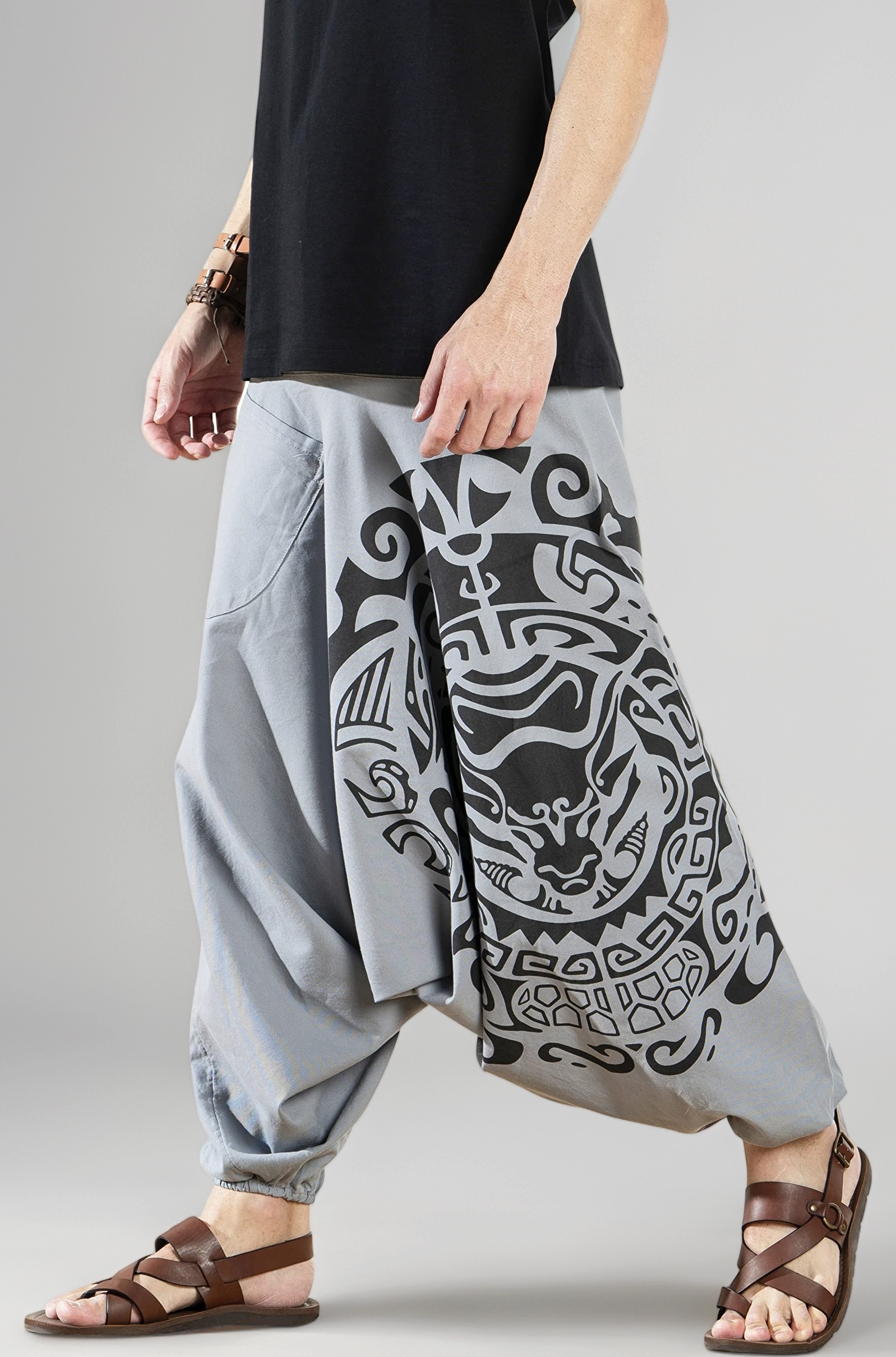 The Veshti Company Printed Harem Pants for Men's Cotton Hippie Style Baggy Boho Yoga Pajama Pant with Pocket