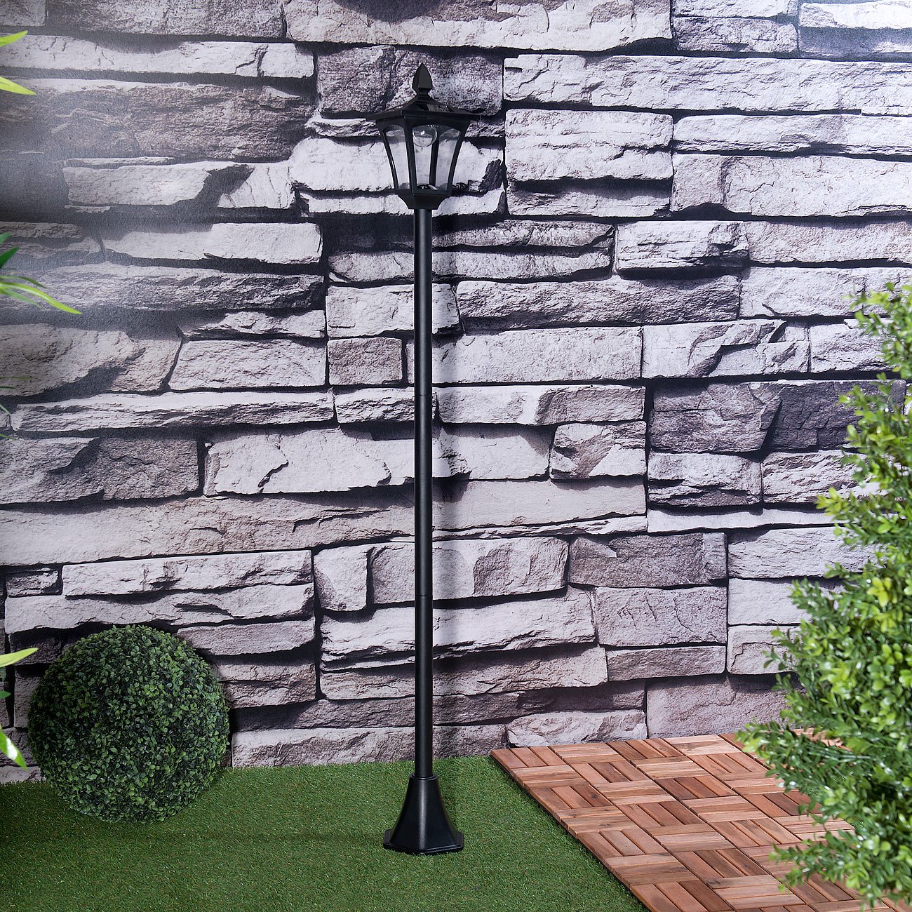 Royal Gardineer solar Lámpara de jardín: Lámpara solar de jardín LED, de 40 LM, regulable, con sensor crepuscular IP44, de 1,6 m de altura (Linterna de pie)