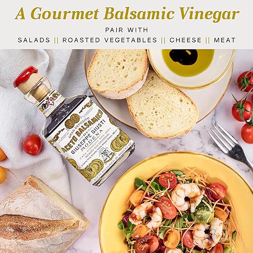 Miniatura 4 de Giusti Vinagre Balsámico de Módena IGP – 2 medallas de oro Gourmet Aceto Balsamico di Modena con rico sabor para ensaladas, adobos, queso y acabado,
