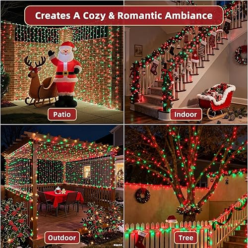 Miniatura 6 de 750 luces LED de Navidad de 240 pies, 12 modos Pro de cable verde oscuro, luces parpadeantes regulables con función de temporizador para árbol de