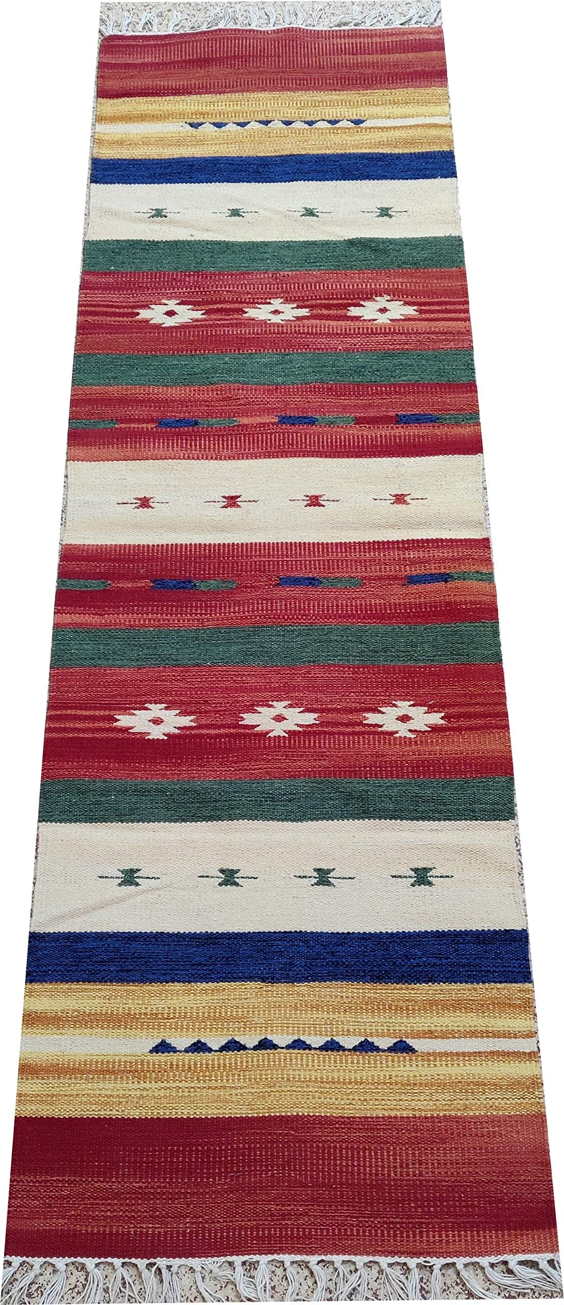 Srj Handmade Antique Rug (Multicolour, Cotton, 2 x 6 Feet, Pack of 1)