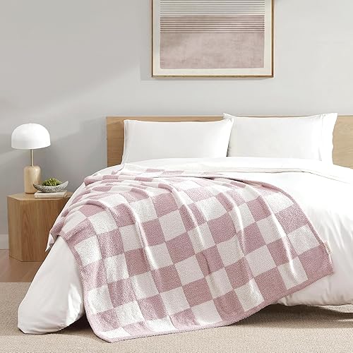 Miniatura 3 de Manta a cuadros para sofá, cama, sofá, manta reversible de microfibra suave, acogedora y cálida, manta ligera y mullida de felpa para decoración del