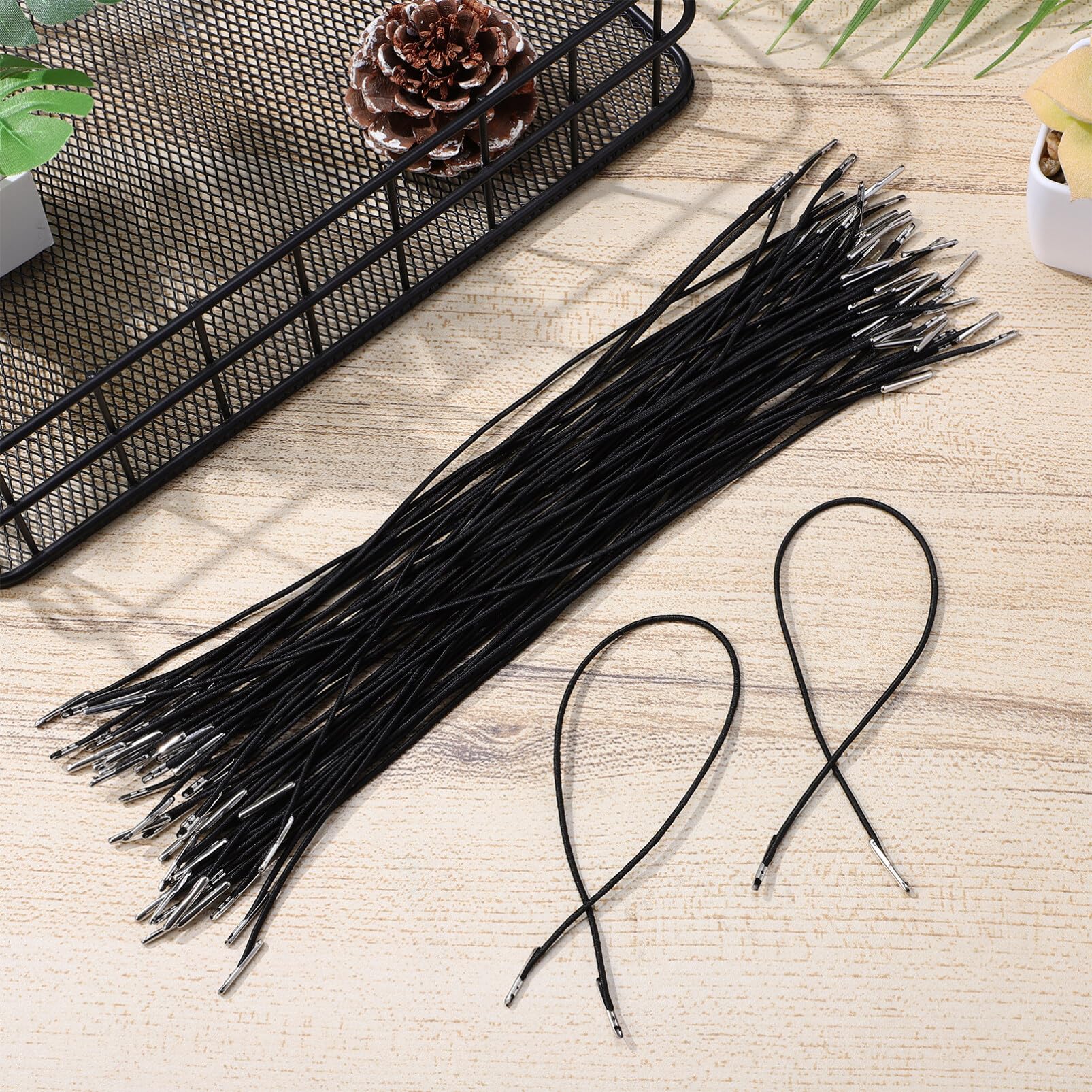 Operitacx Elastic Barbed Cords 10 Inch Highly Stretchable Round Strings for Diy Crafts Sewing Masks with Metal Ends Durable Elastic Rope for Home and Party Use - Image 4