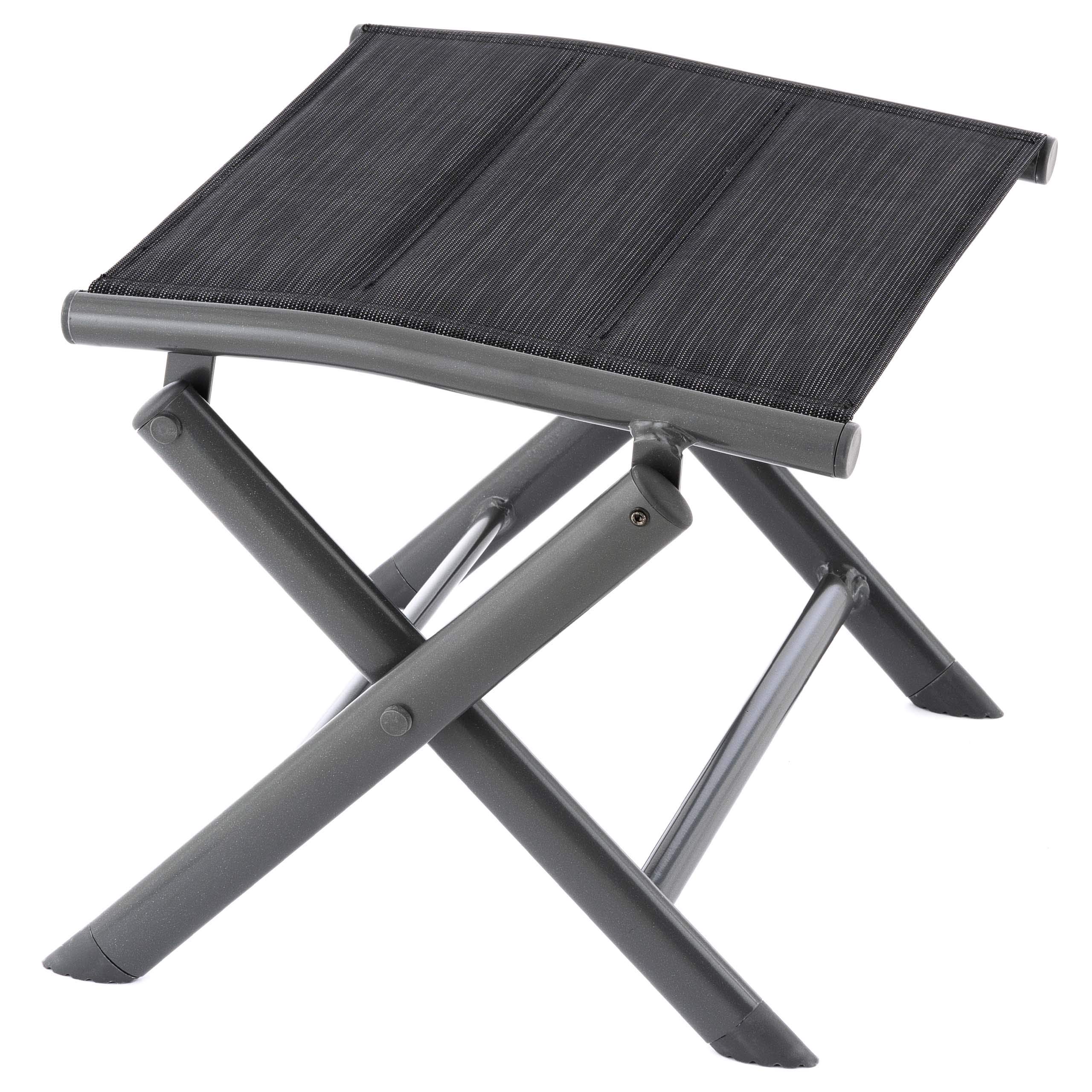 Nexos Klapphocker aus Aluminium und Olefin – Farbe Bespannung: Schwarz/Rahmen: Anthrazit