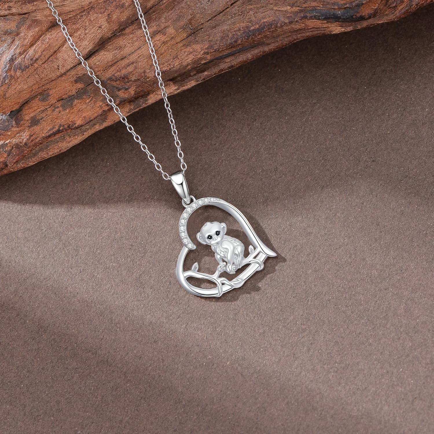 Diamond Monkey Necklace 925 Sterling Silver Cute Animal Necklace for Women with Lab Grown Diamond Gift for Birthday - Image 3