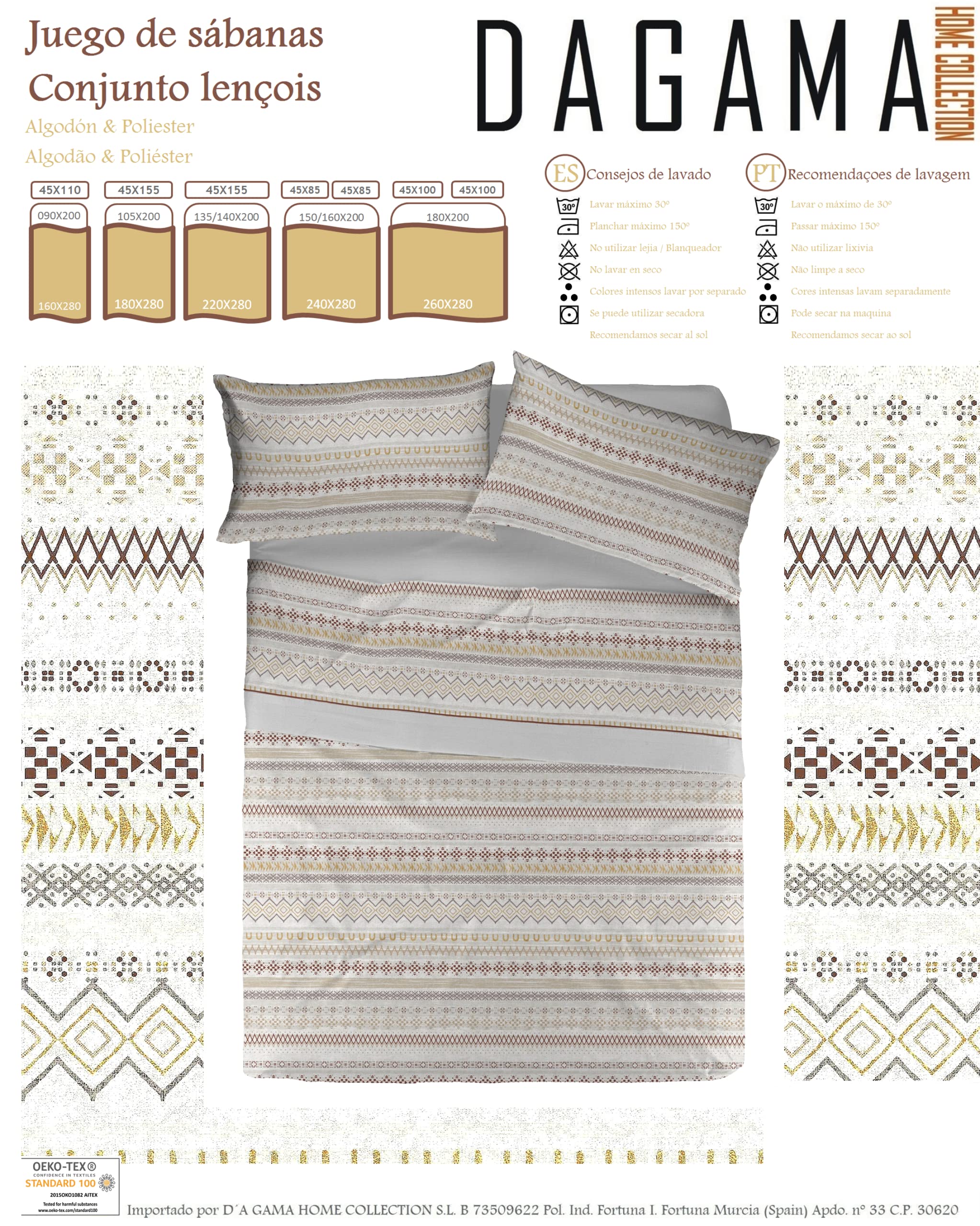 D'A GAMA HOME COLLECTION Juego DE SABANAS 50% ALG. Y 50% POLL. Mod. Sunset (para Cama DE 90)