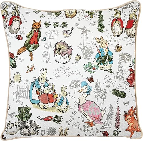 Signare Tapiz Peter Rabbit - Funda de cojín cuadrada de doble cara (CCOV-BP-Peter)
