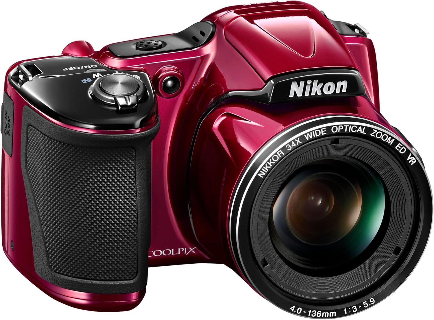 Nikon Coolpix L830 Fotocamera Digitale, CMOS, 1/2.3, Megapixel Reali 16.79, Megapixel Effettivi 16, Rosso [Versione EU]