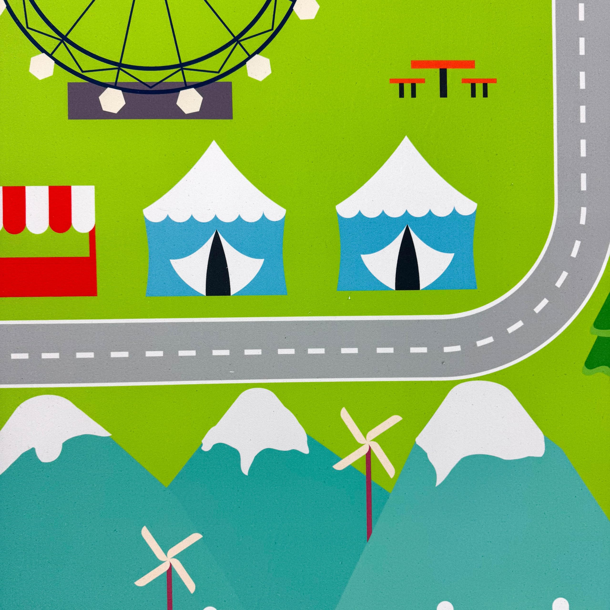 CARPETIA Kinderteppich Stadtplan Straßen Grün rutschfest 140x200 cm | Rutschfest, pflegeleicht, strapazierfähig, schadstofffrei und saugrobotergeeignet, OEKO-TEX geprüft, für Fußbodenheizung