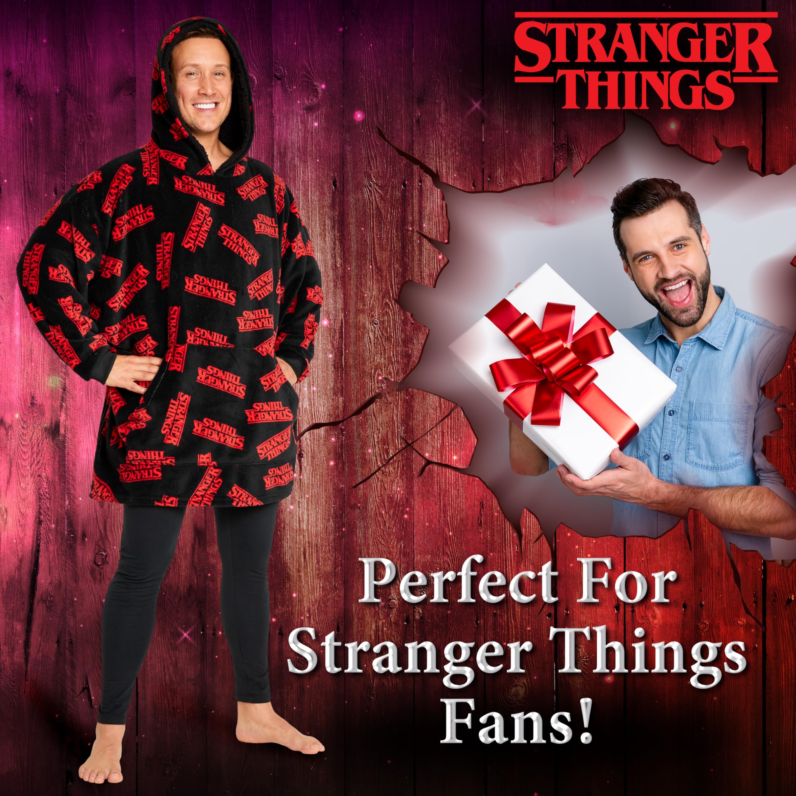 Stranger Things Sudadera Manta con Capucha Hombre, Mujer, Sudadera Oversize Adultos Adolescentes, Poncho Polar para Casa