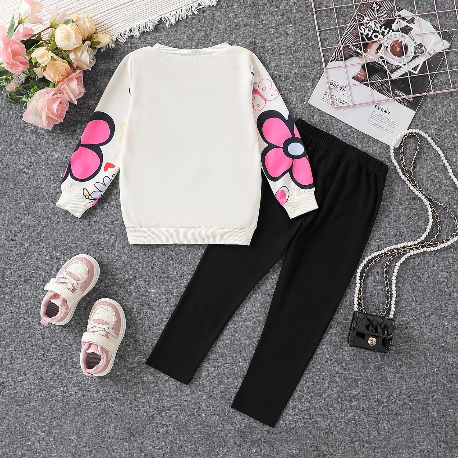 Toddler Girl Clothes Floral Printed Sweatshirt Pants 2Pcs Fall Outfits for Little Girls Clothing Set Size 3-7 Years - Image 6