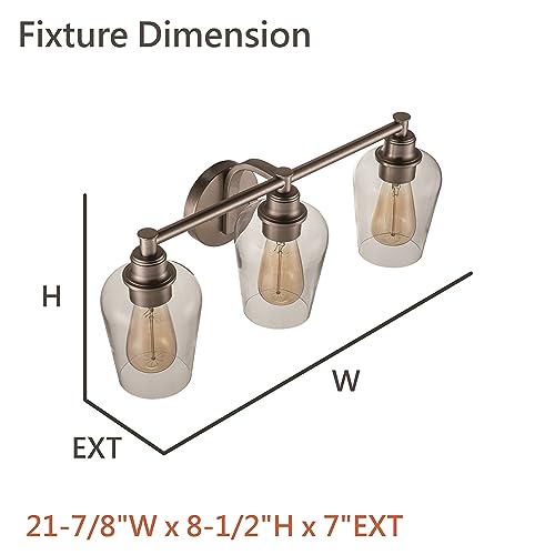 Image of Aspen Creative 62336-09-3, Three-Light Metal Bathroom Vanity Wall Light Fixture, 22-1 /2 inch Wide, Transitional Design in Brushed Nickel