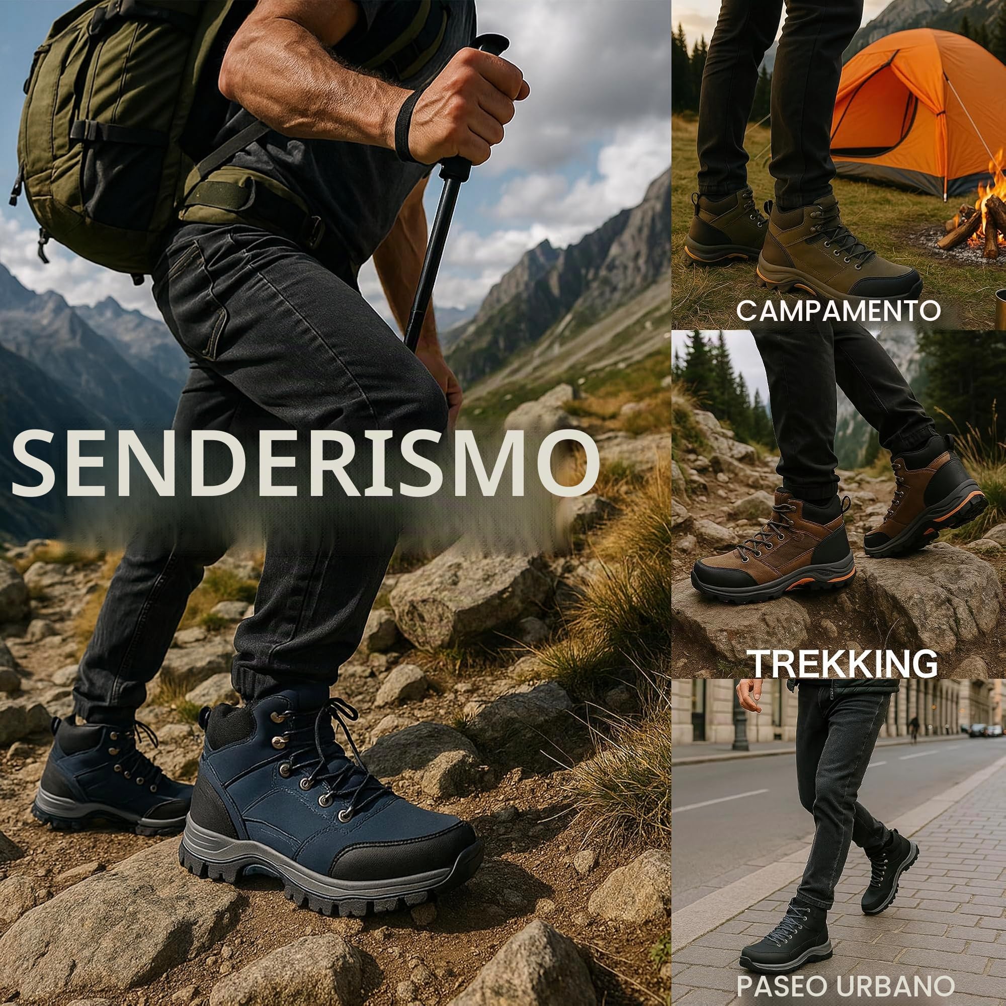 JOMIX Botas Trekking Hombre Zapatillas Hiking Outdoor Senderismo de Montaña Invierno Antideslizantes