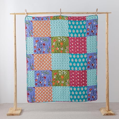 Miniatura 2 de SLPR All is Bright - Manta acolchada de 50 x 60 pulgadas, colcha ligera de verano con diseño de retazos coloridos para sofá y cama, edredón de