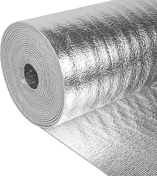 Reflective Insulation Roll 47in x 10Ft 3mm Foam Core Radiant Barrier Double Reflective Aluminum Foil Wrap Insulation Sheet Thermal Shield for Winter RV Window Thermal Cold Insulating Summer Heat