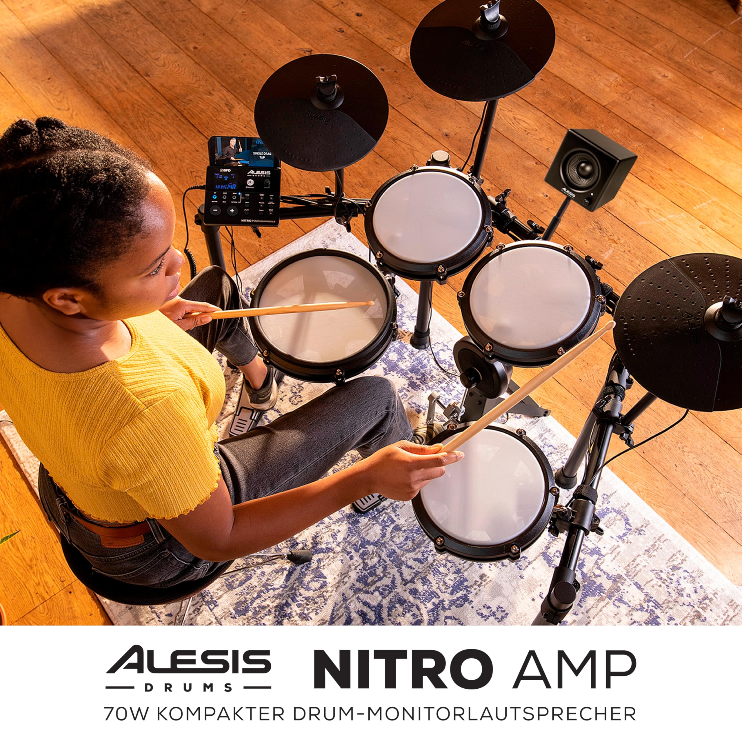 Alesis Nitro Amp 70W 3" Compact E-Drum Monitor Speaker Rack-Montage