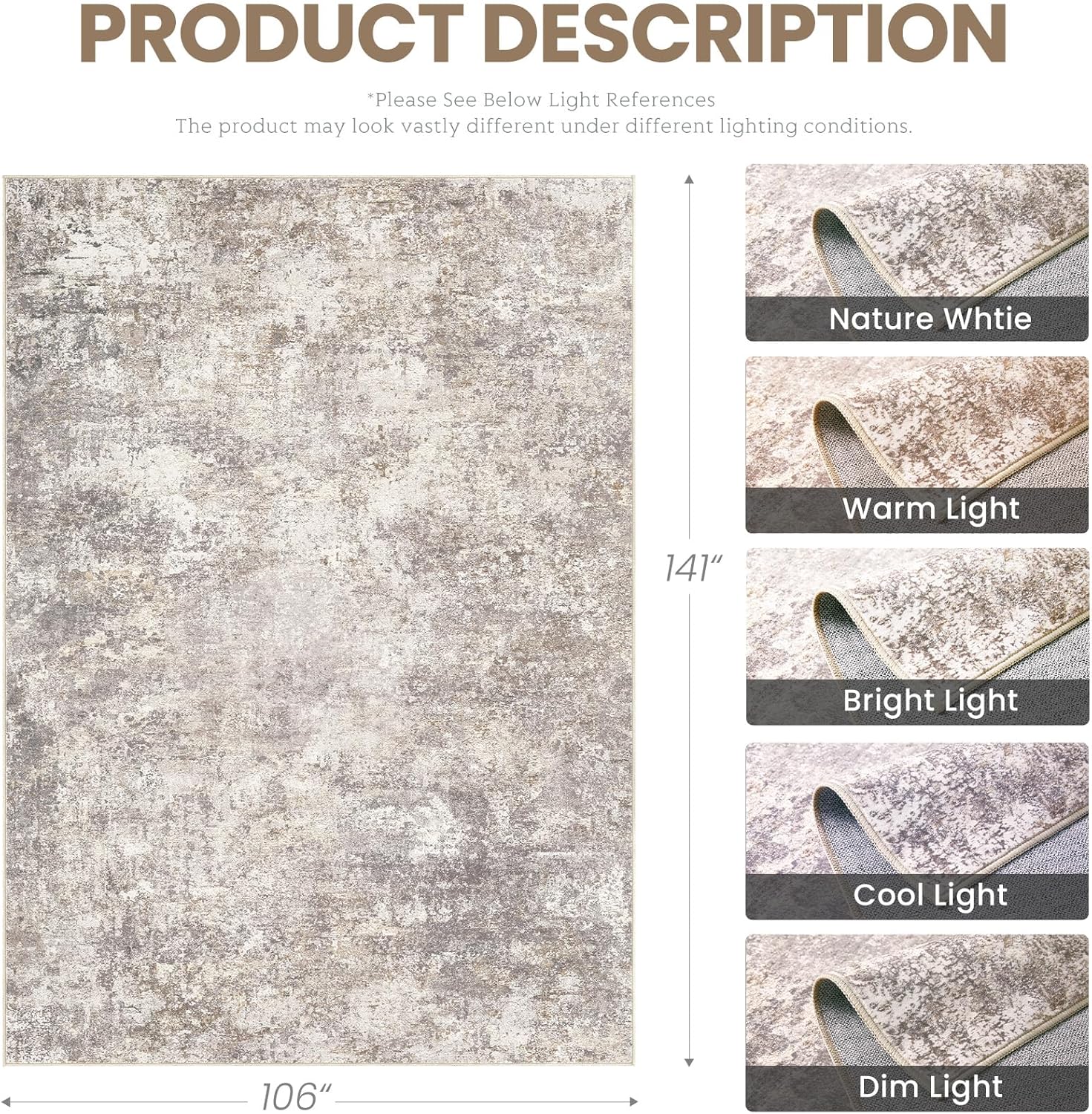 Area Rug Living Room Rugs – 9×12 Abstract Large Soft Indoor