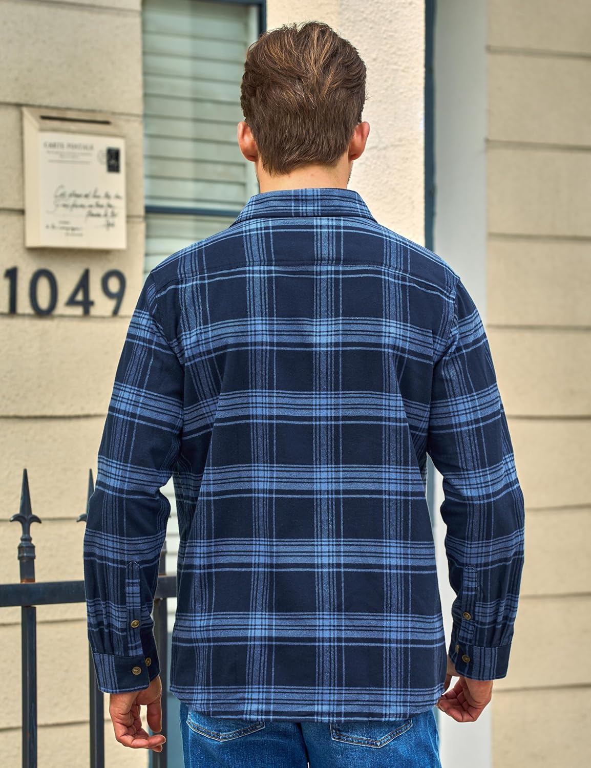 Cotrasen Mens Flannel Shirts Cotton Long Sleeve Plaid Shirts Button Down Casual Lightweight Shirts with 2 Pockets - Image 6