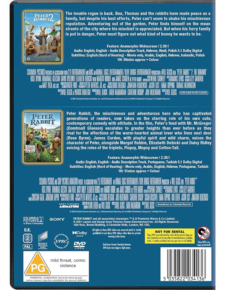 Amazon.com: Peter Rabbit 1 and 2 (2 Disc DVD) [2020