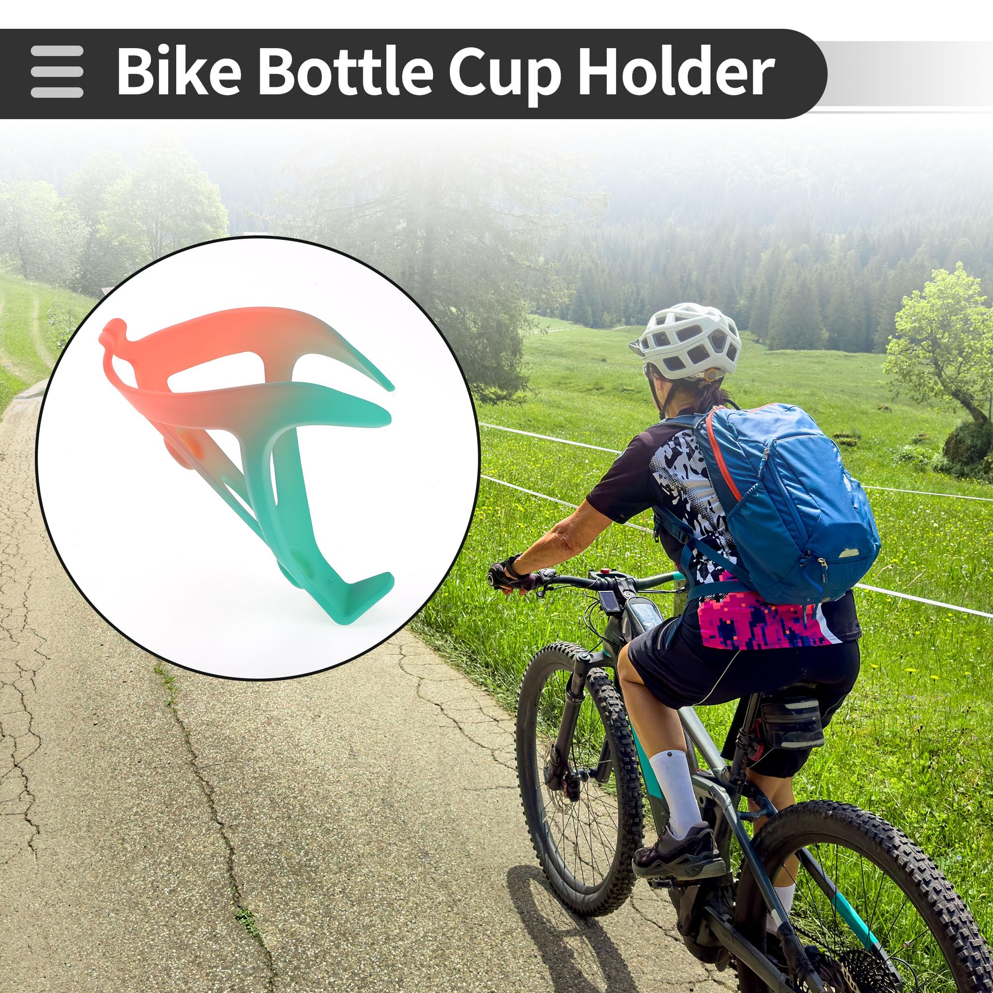 Motoforti Bike Bottle Bicycle Drinks Cup Holder Cage Rack Lightweight Durable Resin Plastic for MTB Road Mountain Bike Orange Green Graduated Color - Image 2