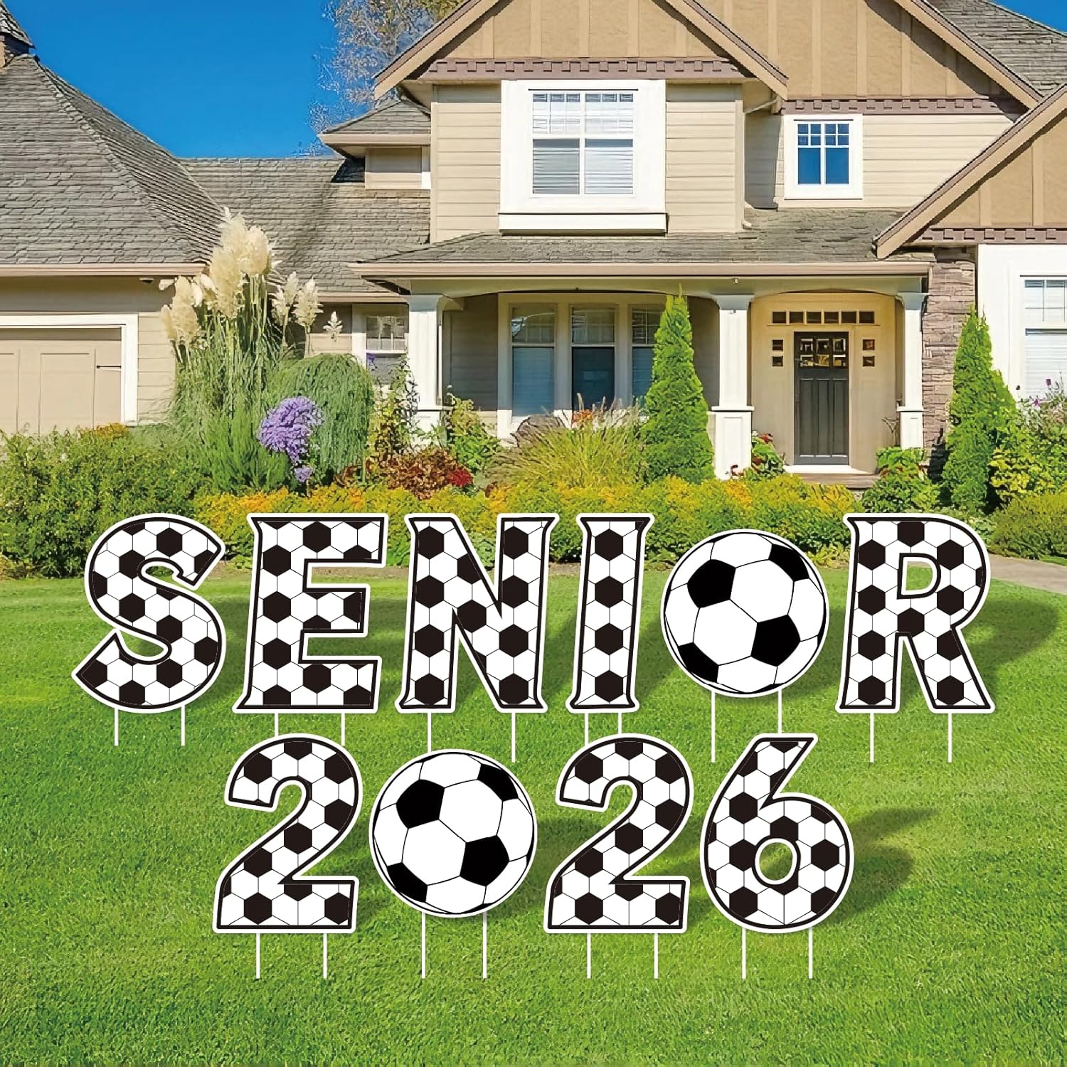 10 Pcs Soccer Yard Signs 2026 Senior Night Decorations – 15 Inch Large Class of 2026 Graduation Yard Signs with Stakes – Outdoor Soccer Theme Lawn Decor for Senior Night & Sports Party