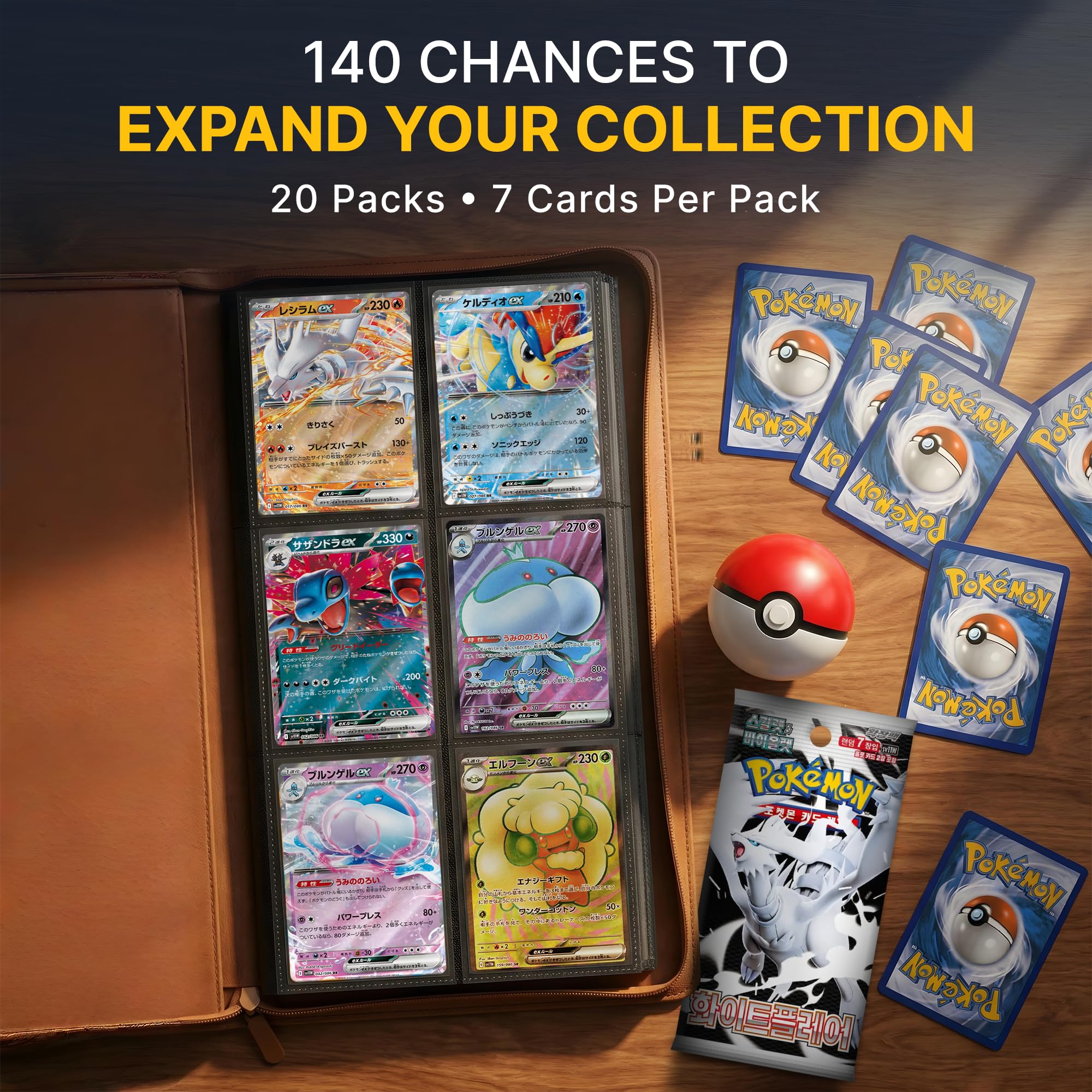 Pokemon TCG White Flare SV11W koreańskie pudełko Booster Box, koreańskie karty Pokémon, seria Scarlet & Violet, 20 pakietów wspomagających (7 kart w opakowaniu) | uwierzytelnione przez Titan