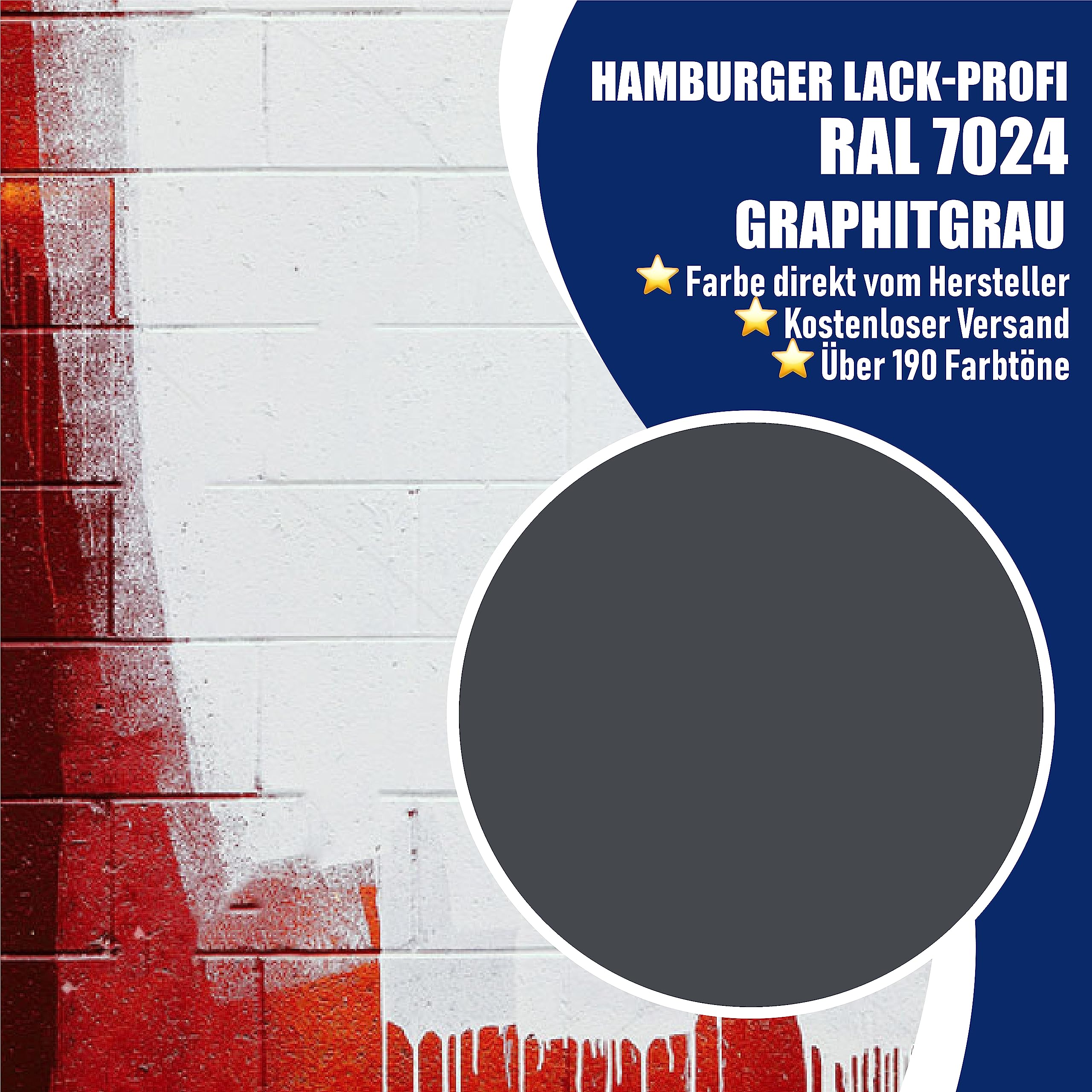 Hamburger Lack-Profi Betonfarbe SEIDENMATT Graphitgrau RAL 7024 Grau Bodenfarbe Bodenbeschichtung Betonbeschichtung Fassadenfarbe (1 L)