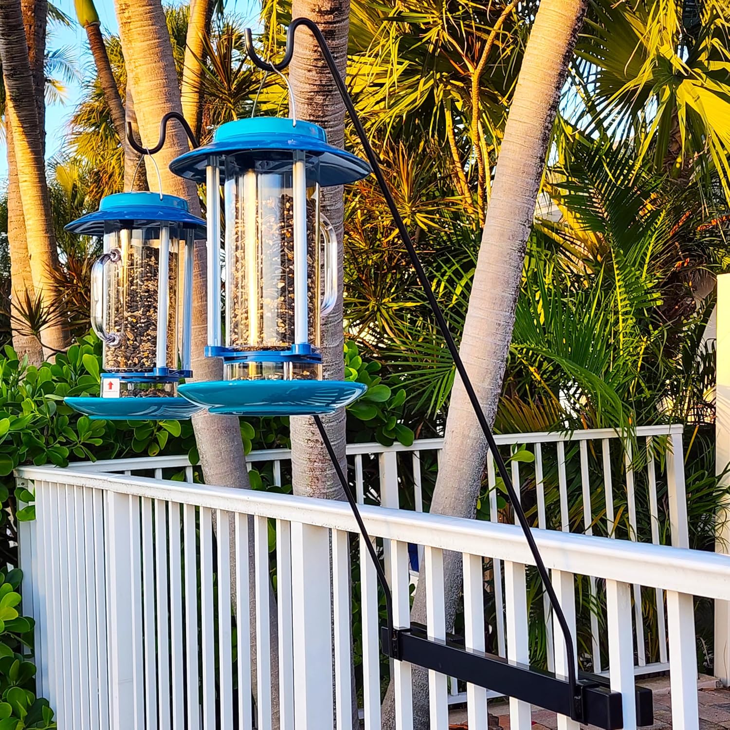 Hold It Mate Long Hook Kits Ideal for Bird Feeders, Lighter Flower Baskets, Chimes, etc. for Vertical Spindled Deck Railings Only ((2) 34" on a 24" Mount)