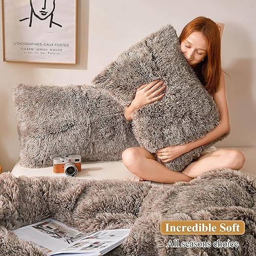 Miniatura 5 de XeGe Fundas de almohada de piel sintética, fundas de almohada de felpa ultra suaves, fundas de almohada decorativas de terciopelo de cristal