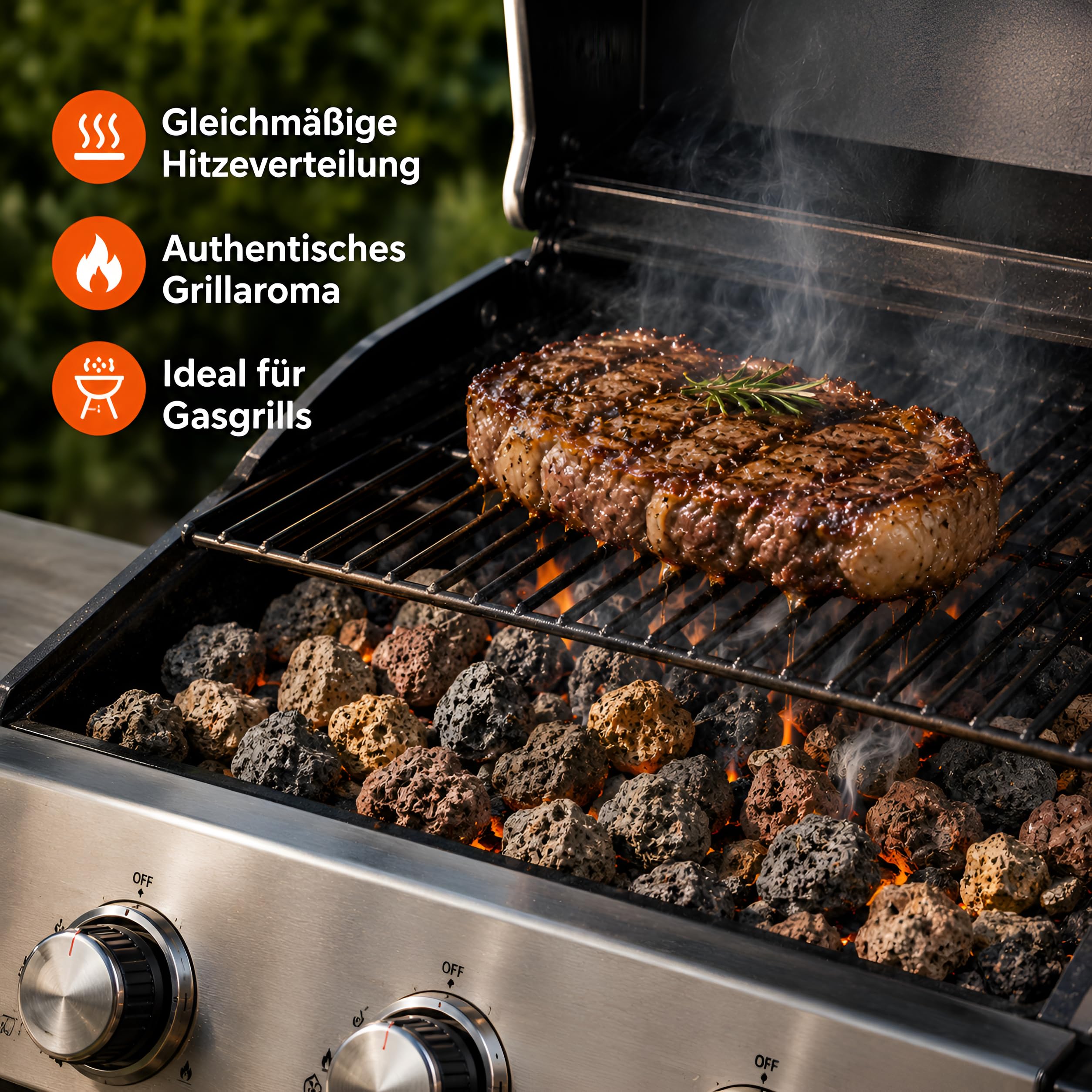 Pietre Laviche 9kg Per Barbecue Refill Pack per Lavastein-Gasgrills per Grill a Gas, Forno E Griglia Elettrica Adatto - Pietra Naturale Come Accessori Grill | Ricarica Lavagrill, Accessori Barbecue per Barbecue a Gas, Forno e Grill Elettrico