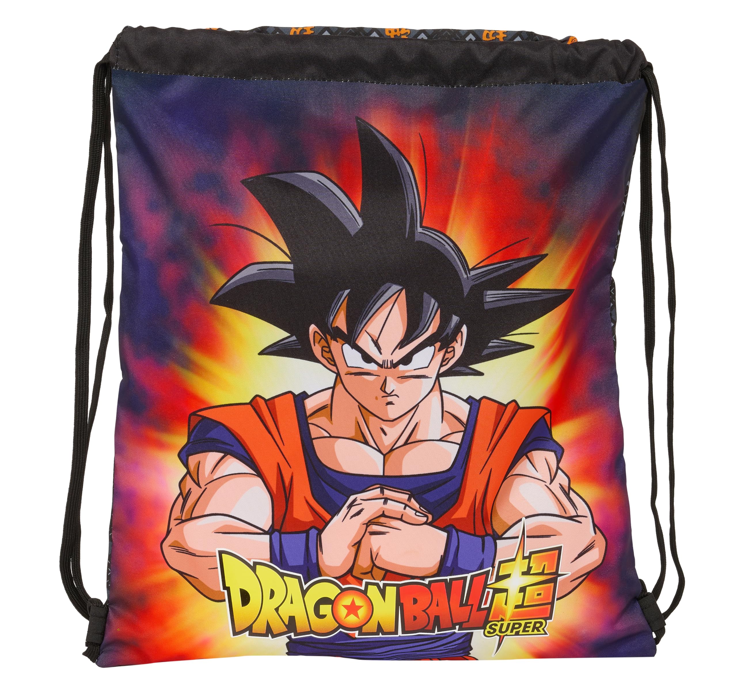 DRAGON BALL - Mochila Saco Plano Grande, Mochila, Ideal para Niños de Diferentes Edades, Cómoda y Versátil, Calidad y Resistencia, 35x40 cm, Color Negro