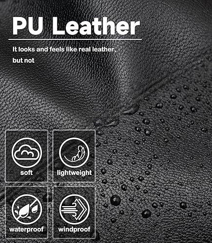 Miniatura 5 de TLAENSON Chaqueta de cuero negro para niños con remaches estilo motocicleta de cuero sintético