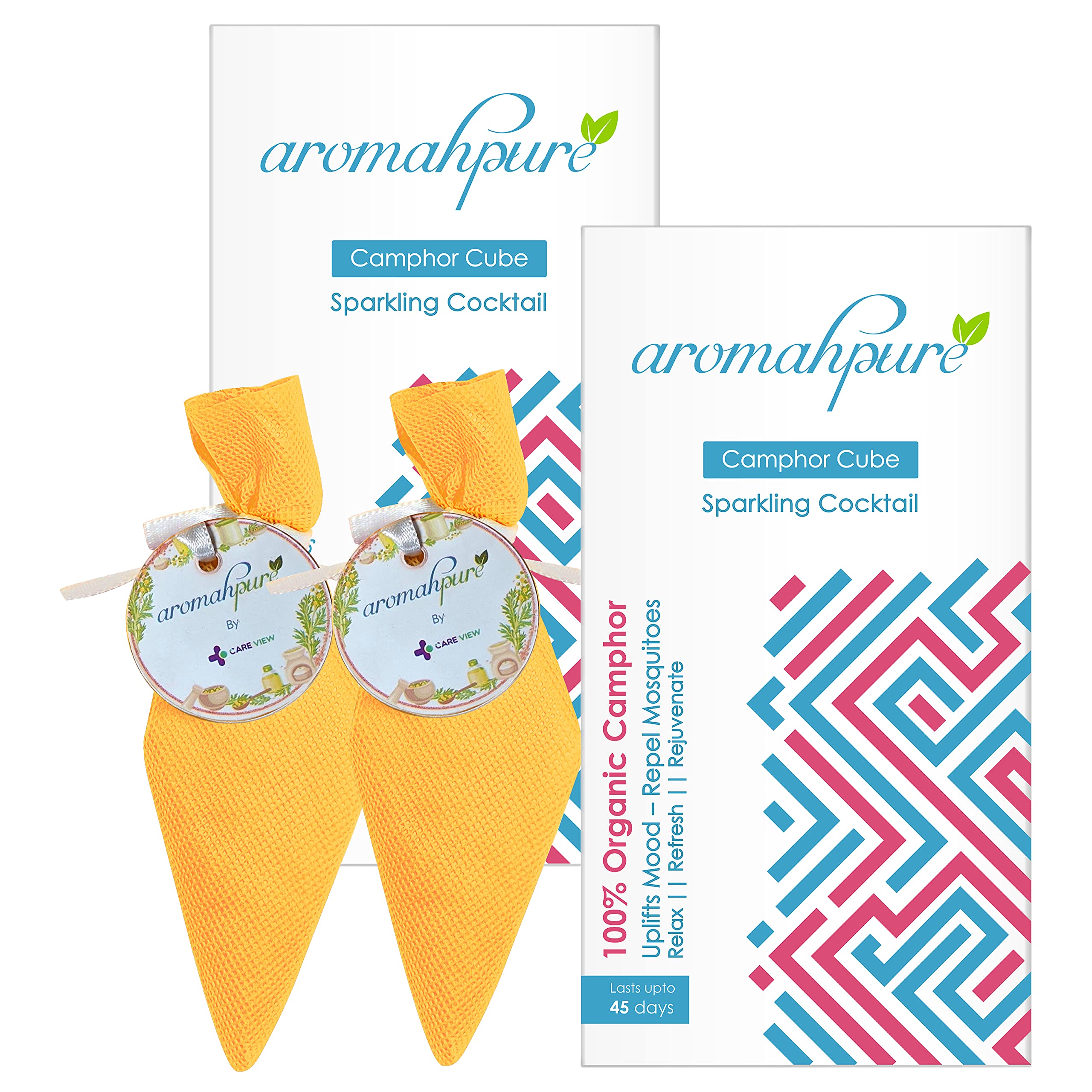 Aromahpure Camphor Cube | Pack of 2| Sparkling Cocktail | 45 Days Last Long| 100% Pure & Organic Camphor Cube for Car, Room, Bathroom & Air Freshener