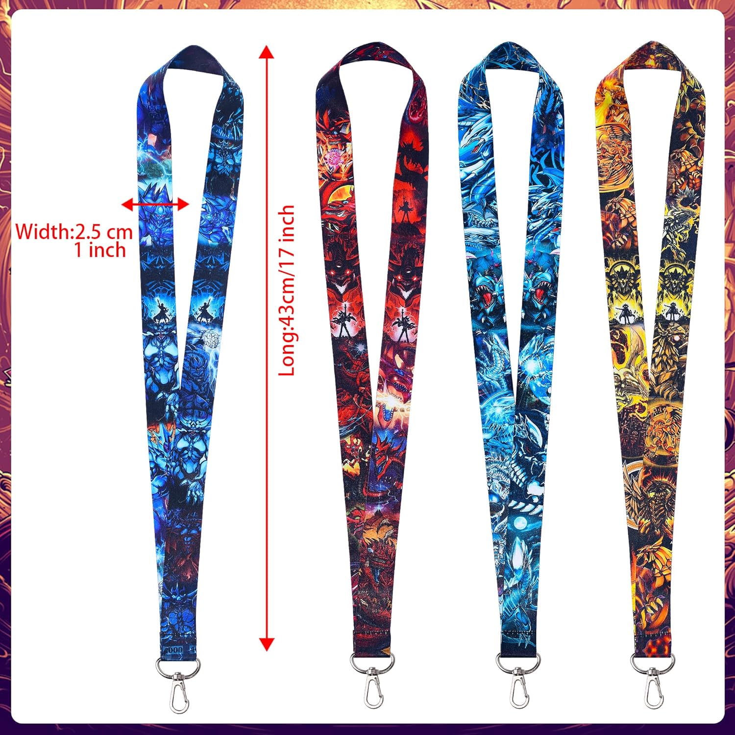 Anime Blue Eyes White Dragon Cool Teacher Kids Neck Lanyard（4 Pack） for Key String Wallet. Accessories Decor Gifts Merch Party Supplies ID Card Badge Holder Keychain for Teens Student Office - Image 2