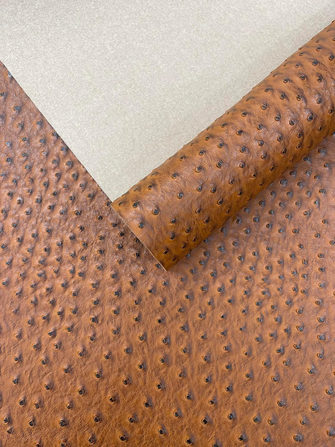 New Creations Fabric & Foam Inc, Classic Ostrich Upholstery Vinyl Fabric/Faux Leather Accessories Crafting Apparel Upholstery Vinyl Fabric 54" Wide. (Chestnut, (36" X 54"))